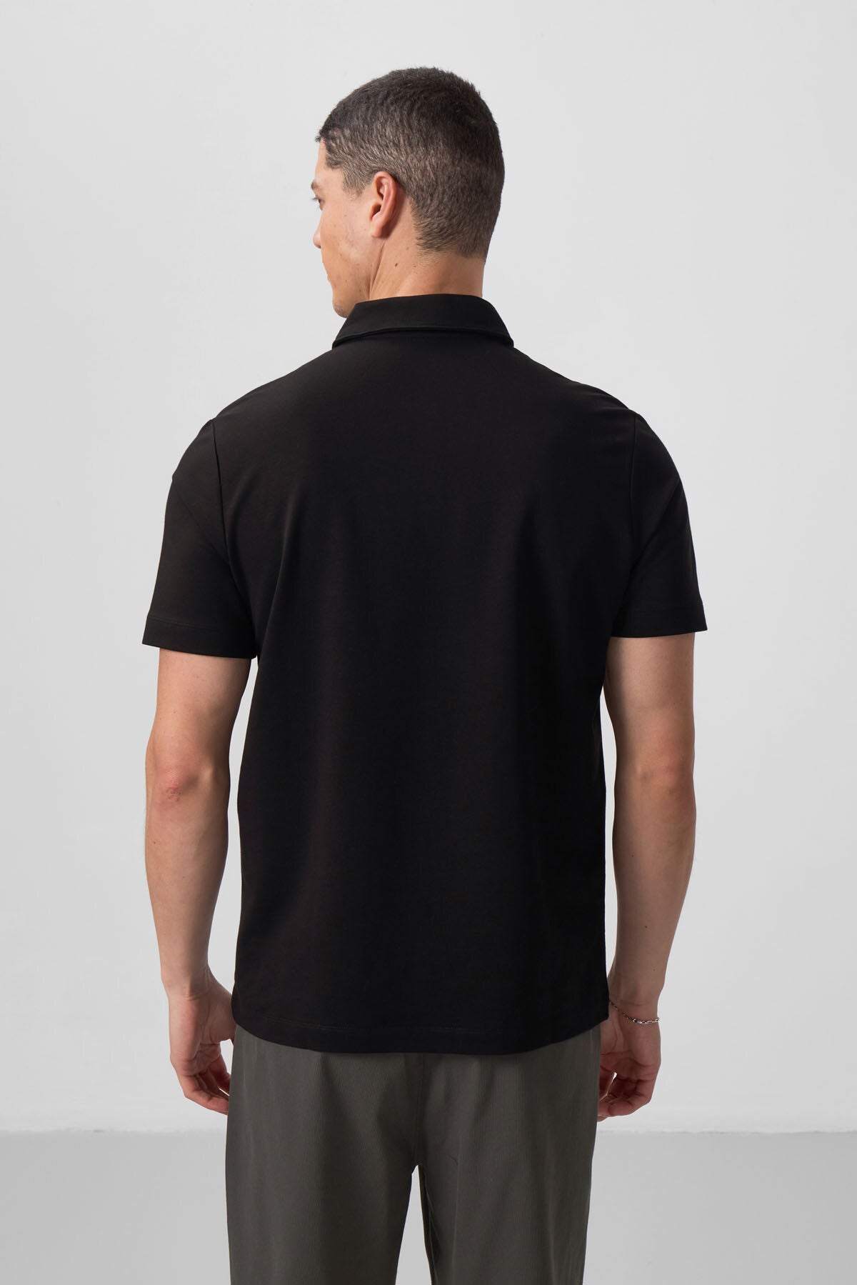Siyah Standart Kalıp Basic Polo Yaka Erkek T-Shirt - 87768