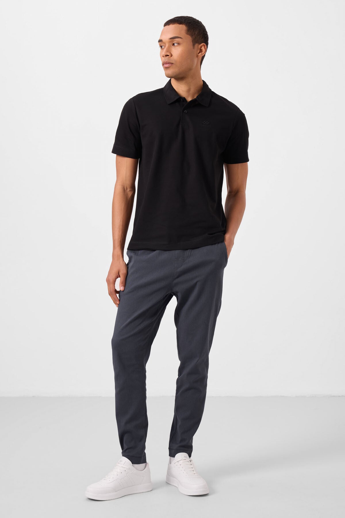 Siyah Standart Kalıp Basic Polo Yaka Erkek T-Shirt - 87748