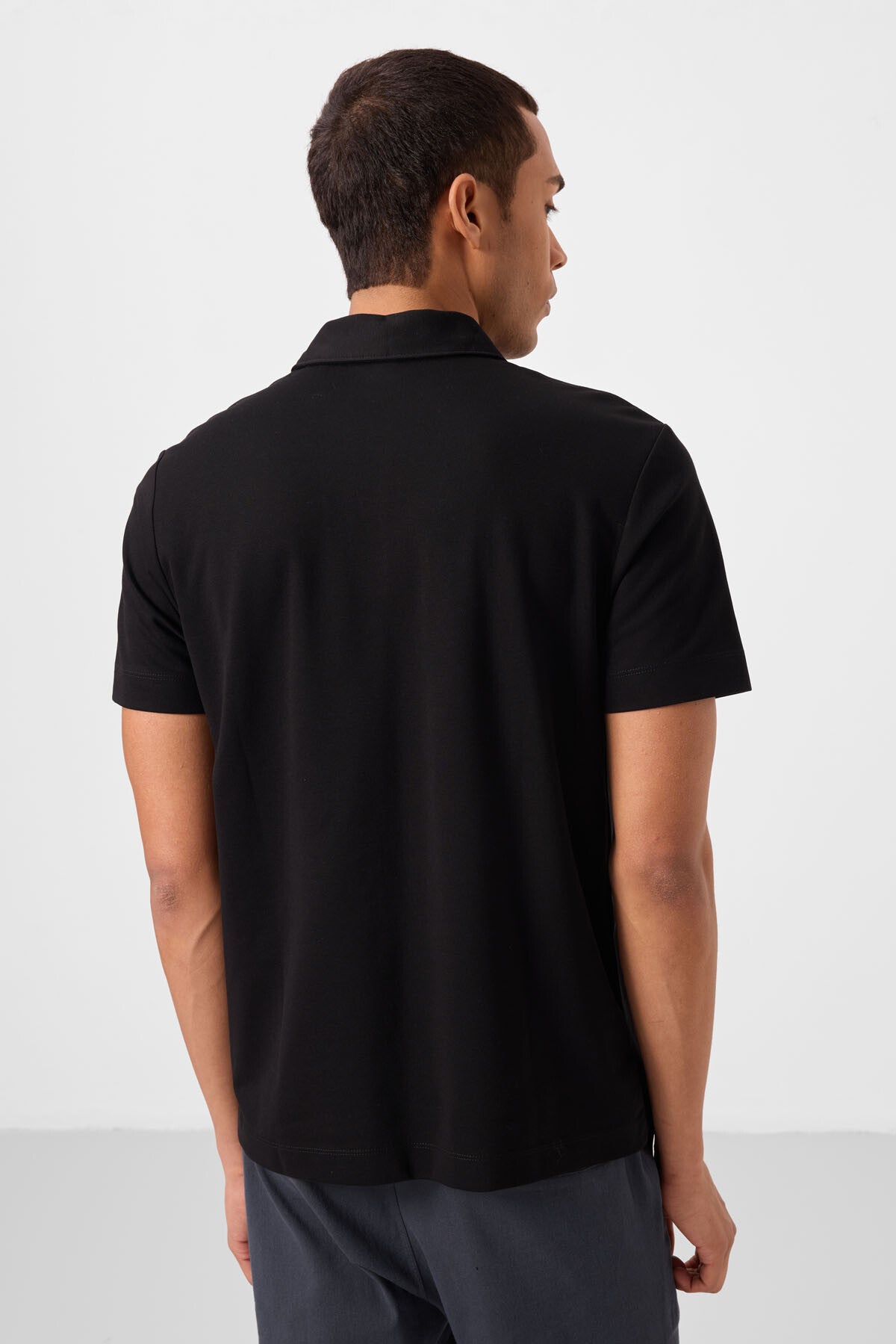 Siyah Standart Kalıp Basic Polo Yaka Erkek T-Shirt - 87748