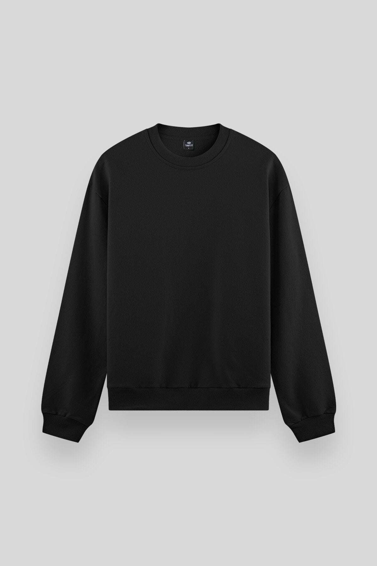 Siyah Basic O Yaka Rahat Form Erkek Sweatshirt - 88053