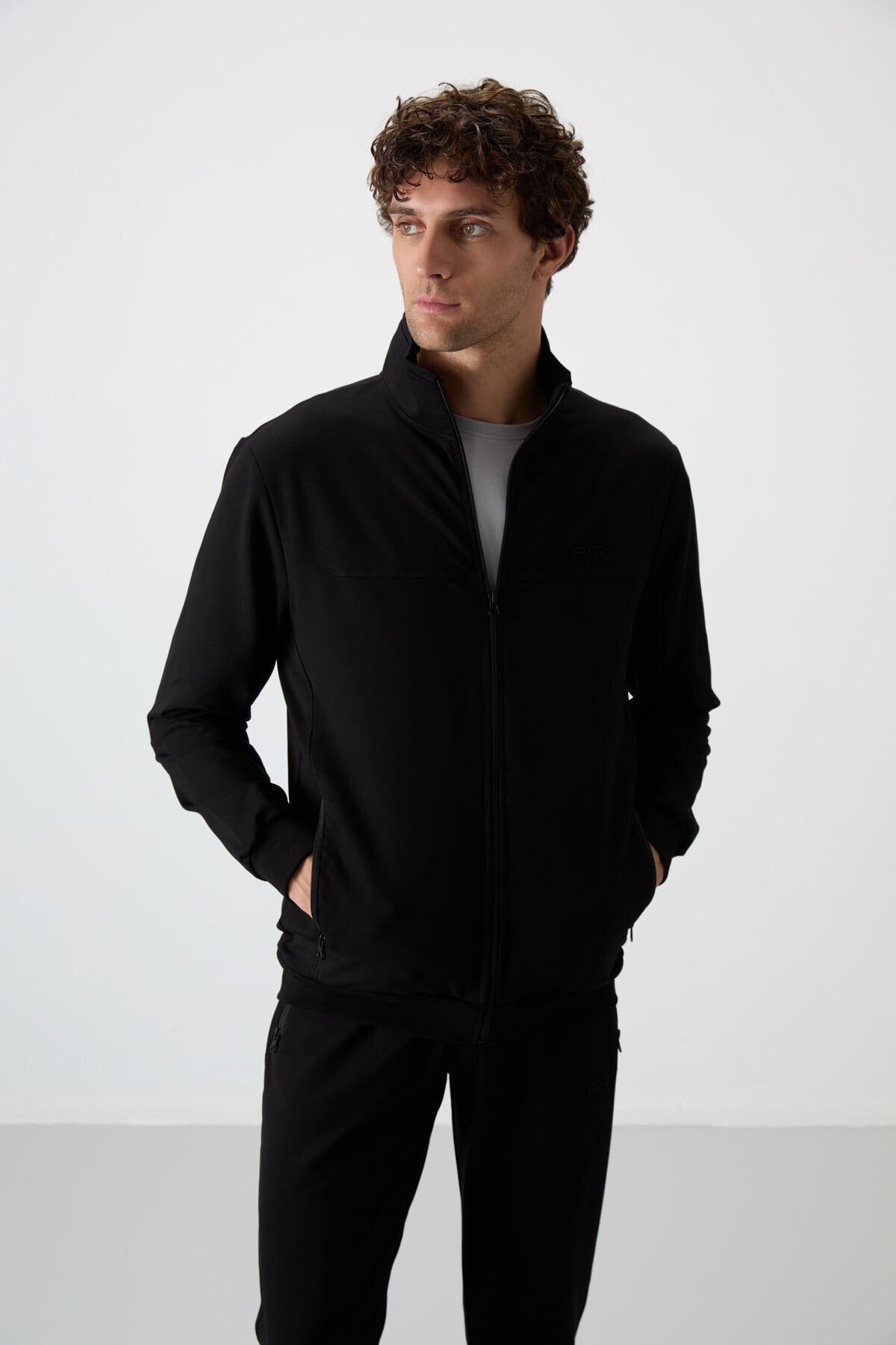 Troy Siyah Standart Kalıp Erkek Eşofman Takım - 85196