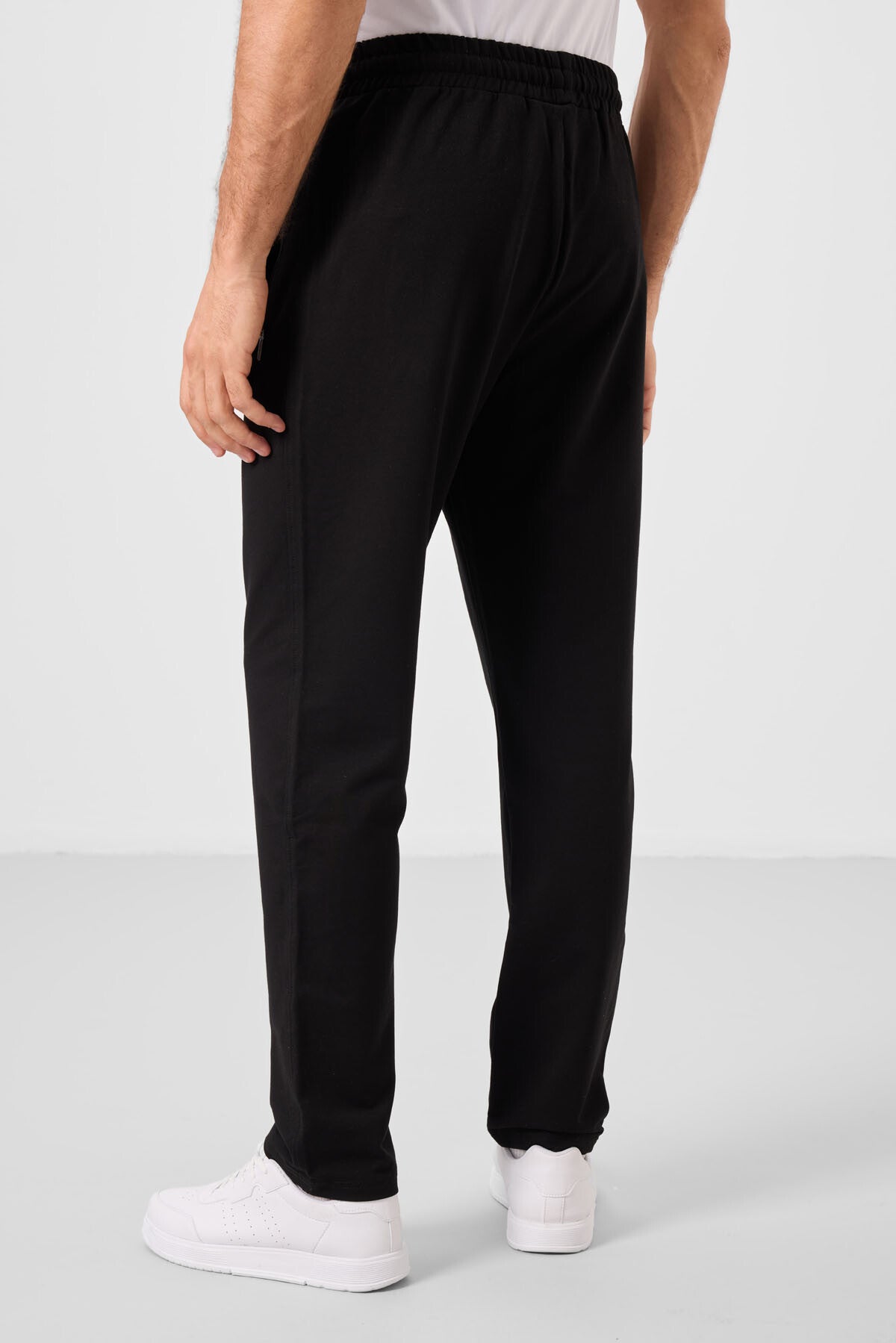 Siyah Fermuar Cepli Dar Kalıp Klasik Paça Erkek Eşofman Alt - 84649