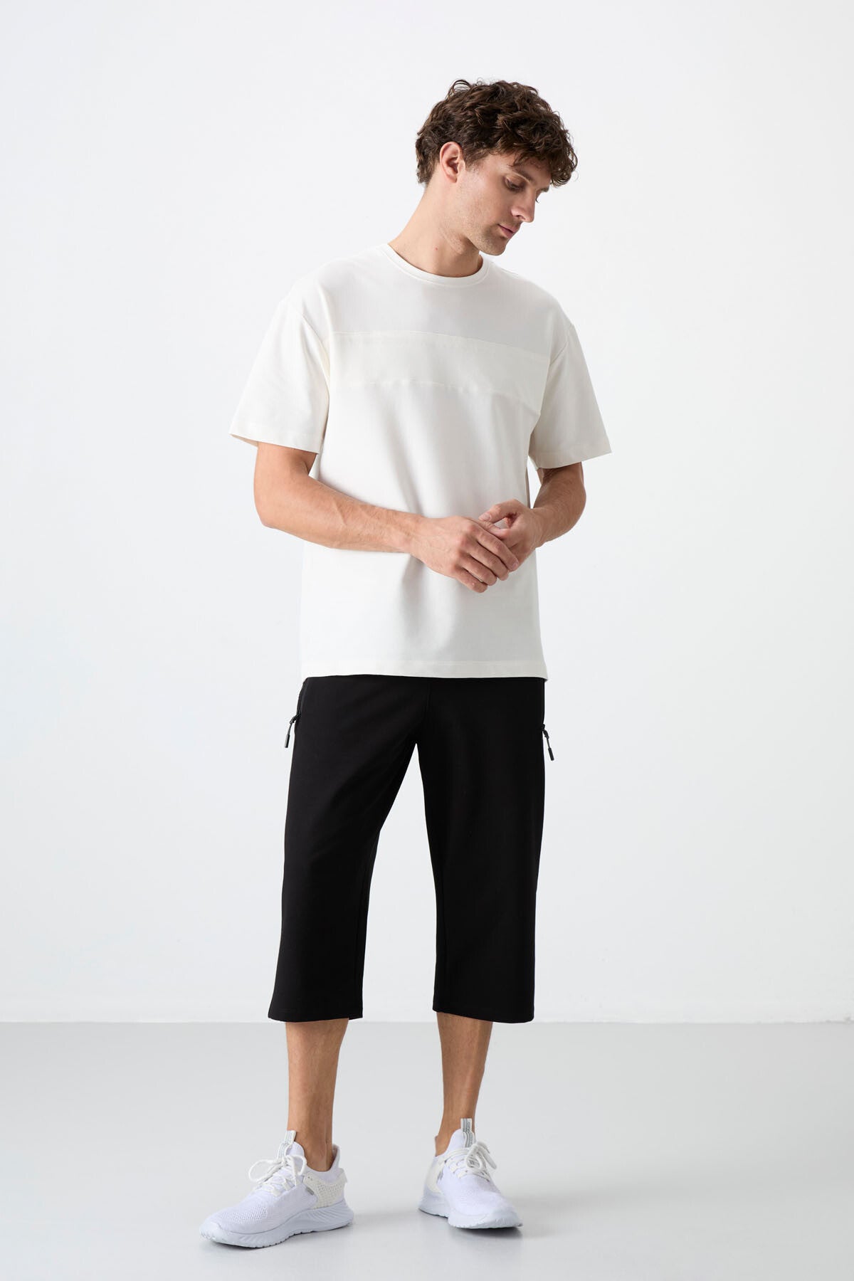 Siyah Fermuar Cepli Standart Kalıp Klasik Paça Erkek Kapri - 83091