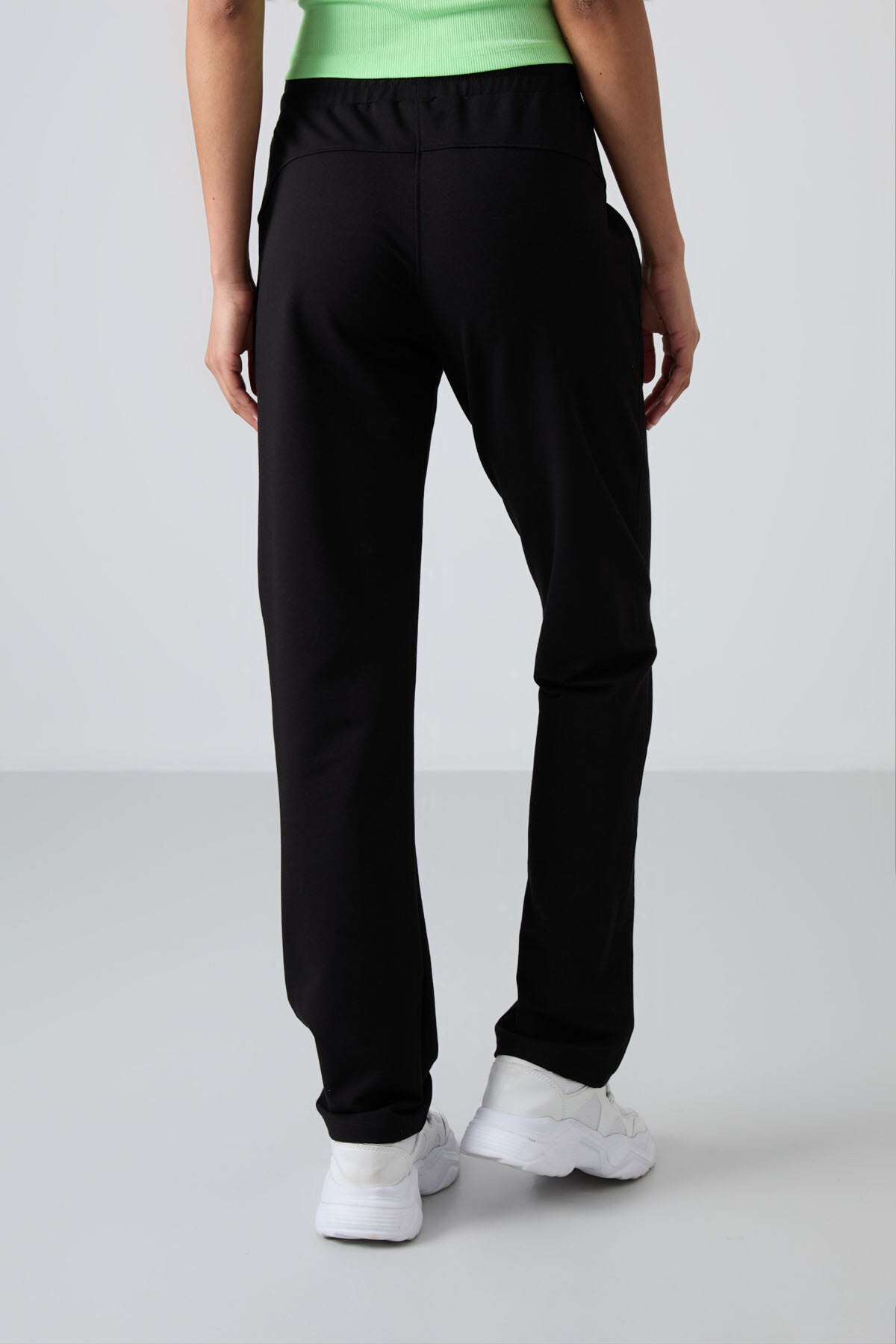 Siyah Gizli Fermuar Cepli Rahat Form Klasik Paça Kadın Eşofman Alt - 94148