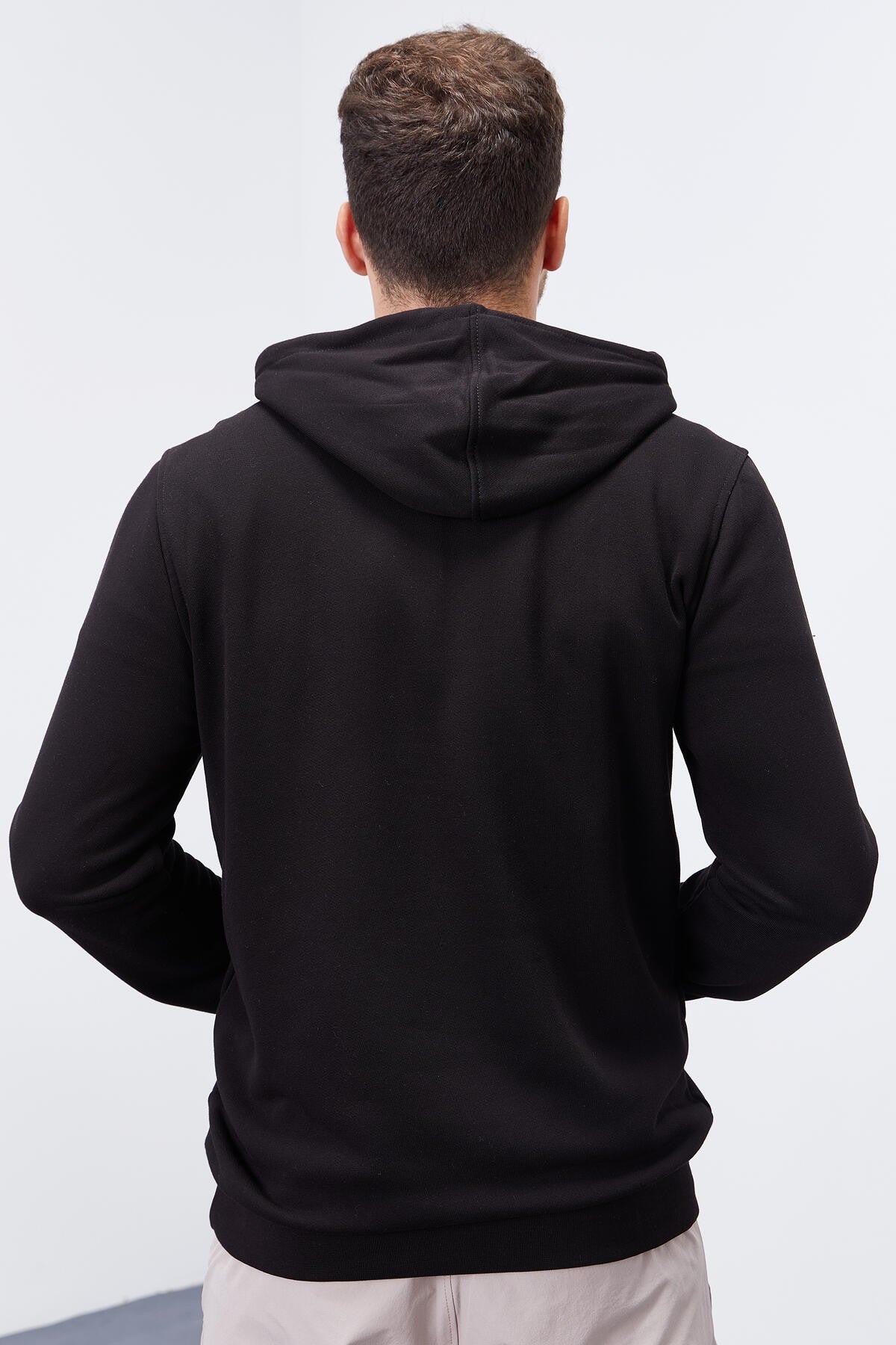 Siyah Kanguru Cep Standart Kalıp Kapüşonlu Erkek Sweatshirt - 87872