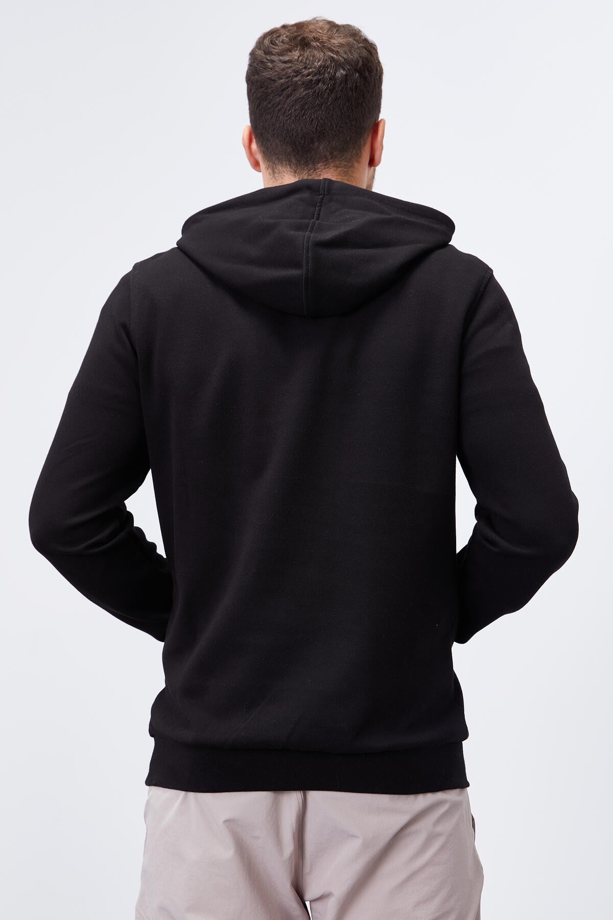 Siyah Kanguru Cep Standart Kalıp Kapüşonlu Erkek Sweatshirt - 87883