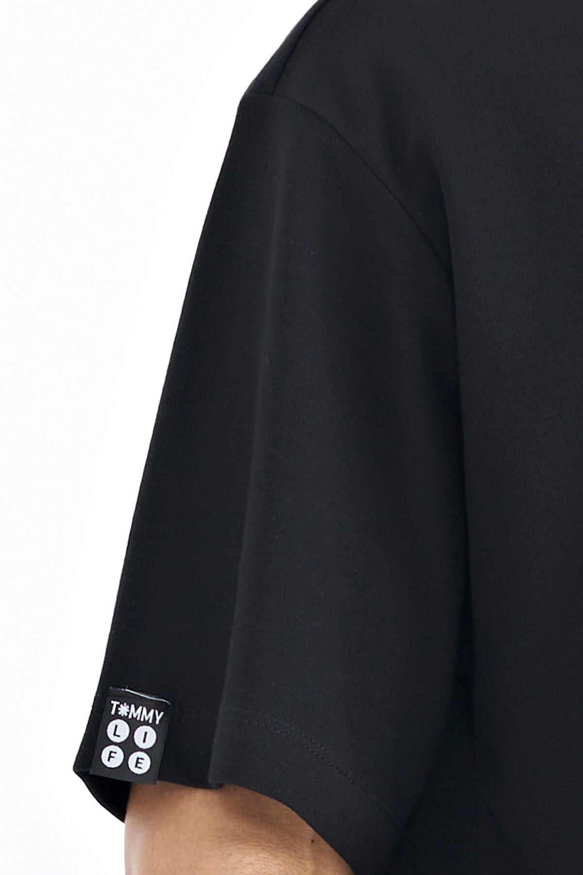 Siyah Kol Arma Detaylı Basic Oversize Erkek T-Shirt - 88193