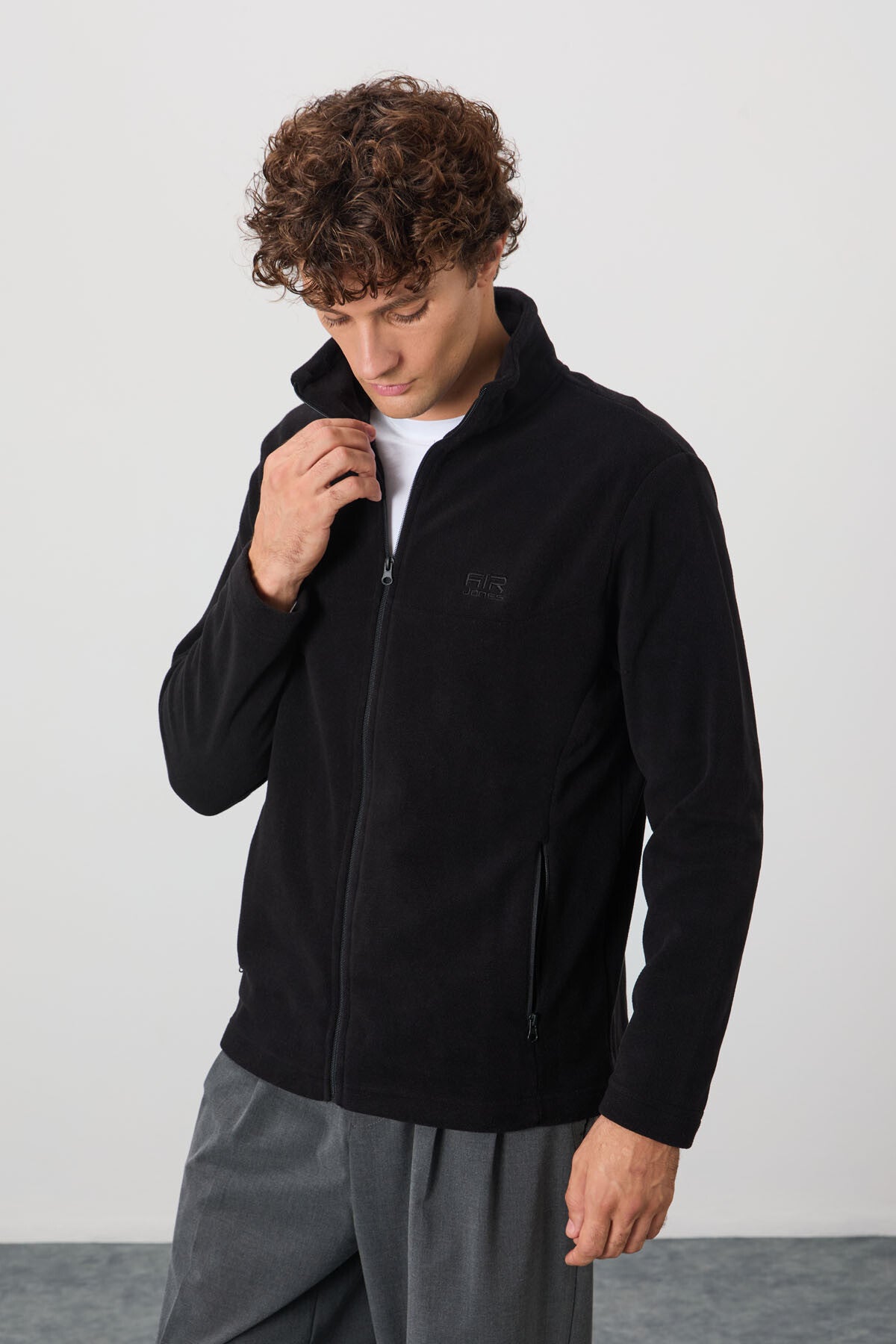 Hardy Siyah Standart Kalıp Polar Erkek Sweatshirt - 88299