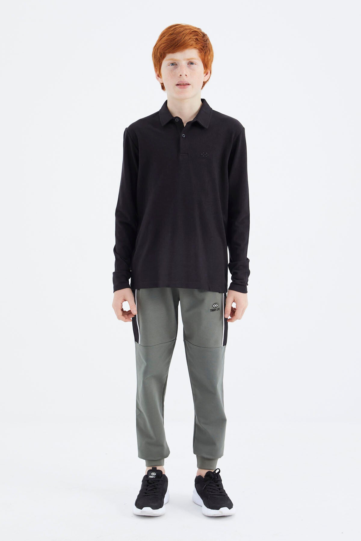 Siyah Polo Yaka Basic Erkek Çocuk T-Shirt - 11171