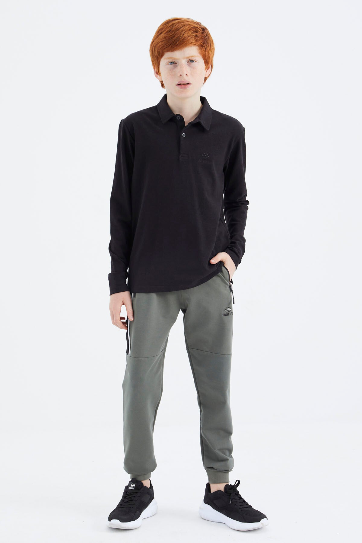 Siyah Polo Yaka Basic Erkek Çocuk T-Shirt - 11171