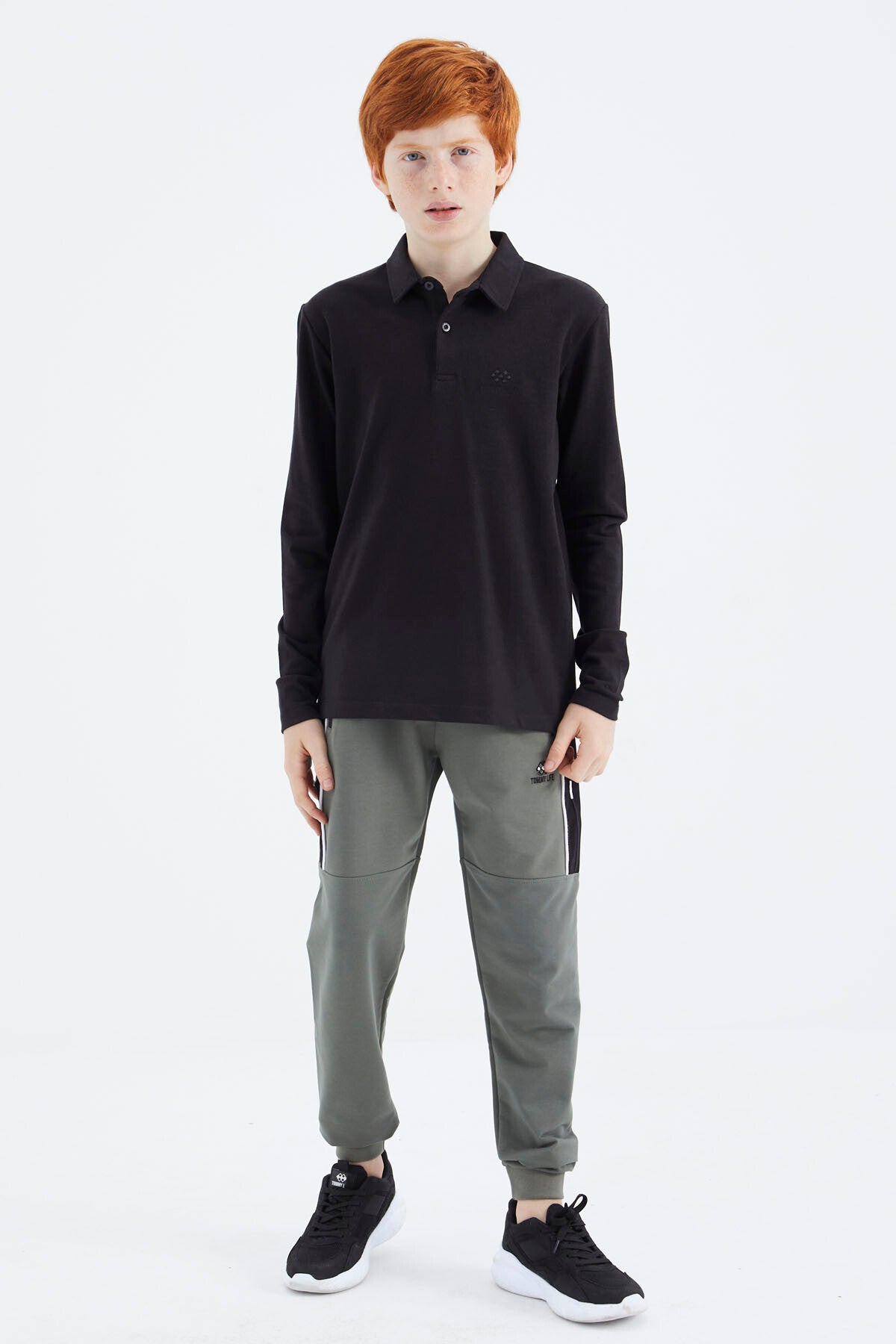 Siyah Polo Yaka Basic Erkek Çocuk T-Shirt - 11171