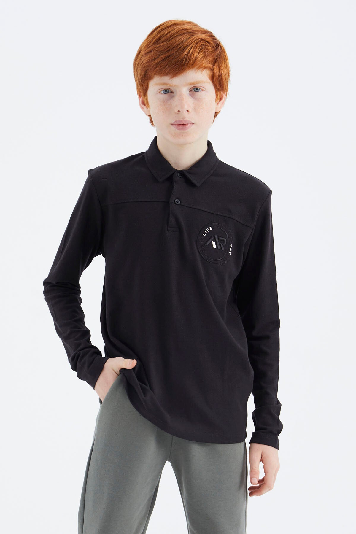 Siyah Polo Yaka Erkek Çocuk T-Shirt - 11172
