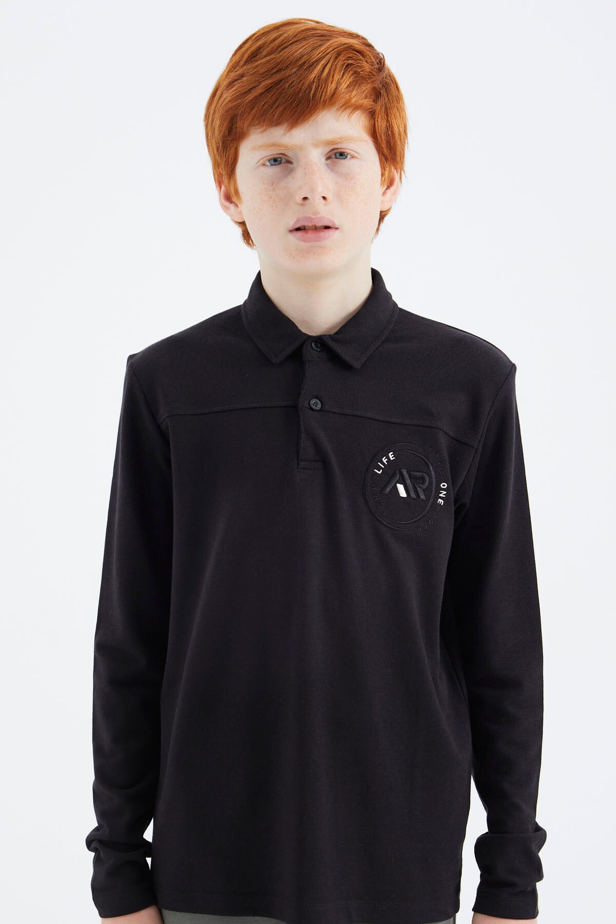 Siyah Polo Yaka Erkek Çocuk T-Shirt - 11172