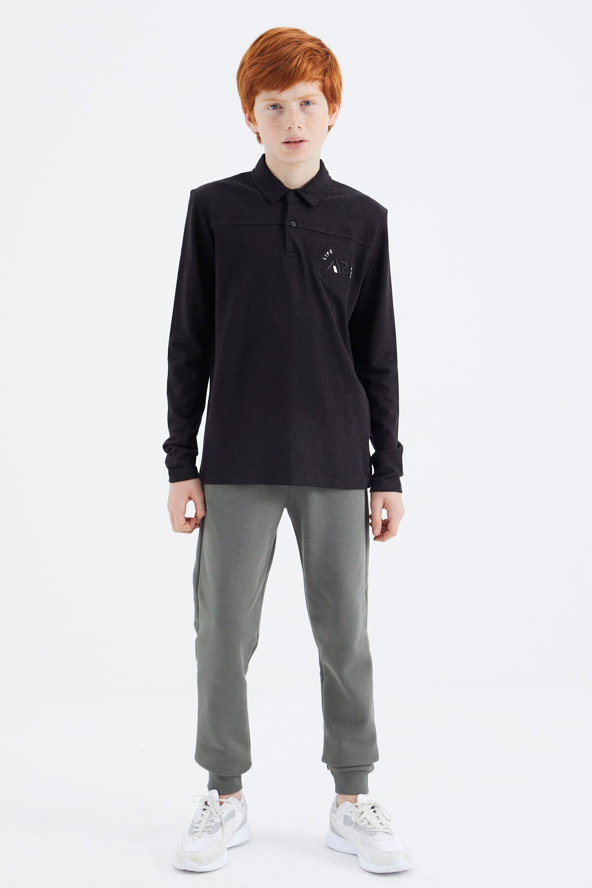 Siyah Polo Yaka Erkek Çocuk T-Shirt - 11172