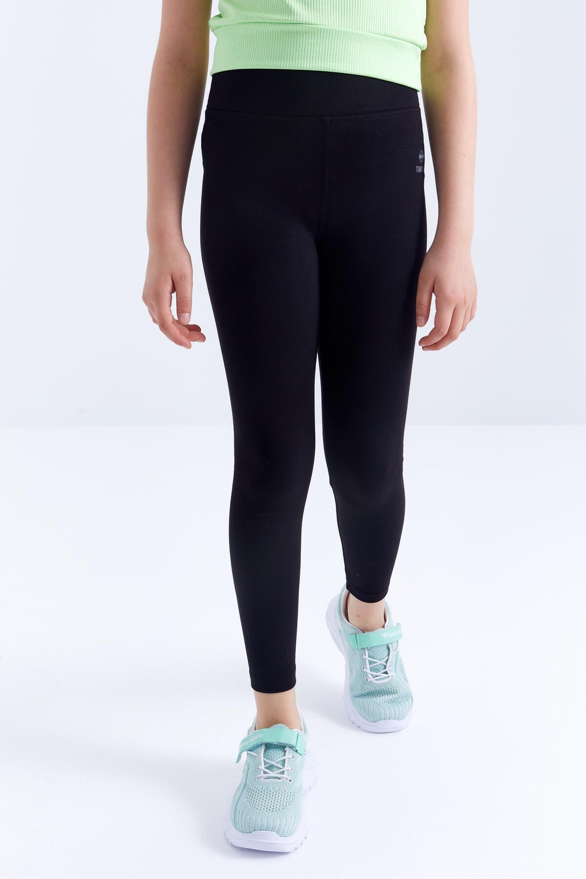 Siyah Yüksek Bel Dar Paça Kız Çocuk Tayt - 75047