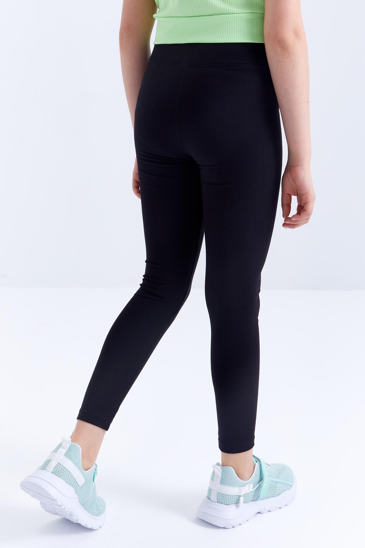 Siyah Yüksek Bel Dar Paça Kız Çocuk Tayt - 75047