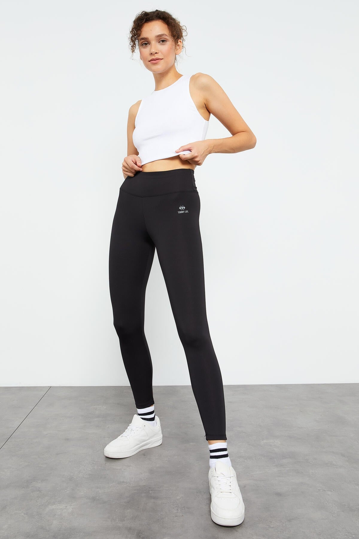 Siyah Yüksek Bel Streç Slim Fit Dar Paça Kadın Tayt - 94545