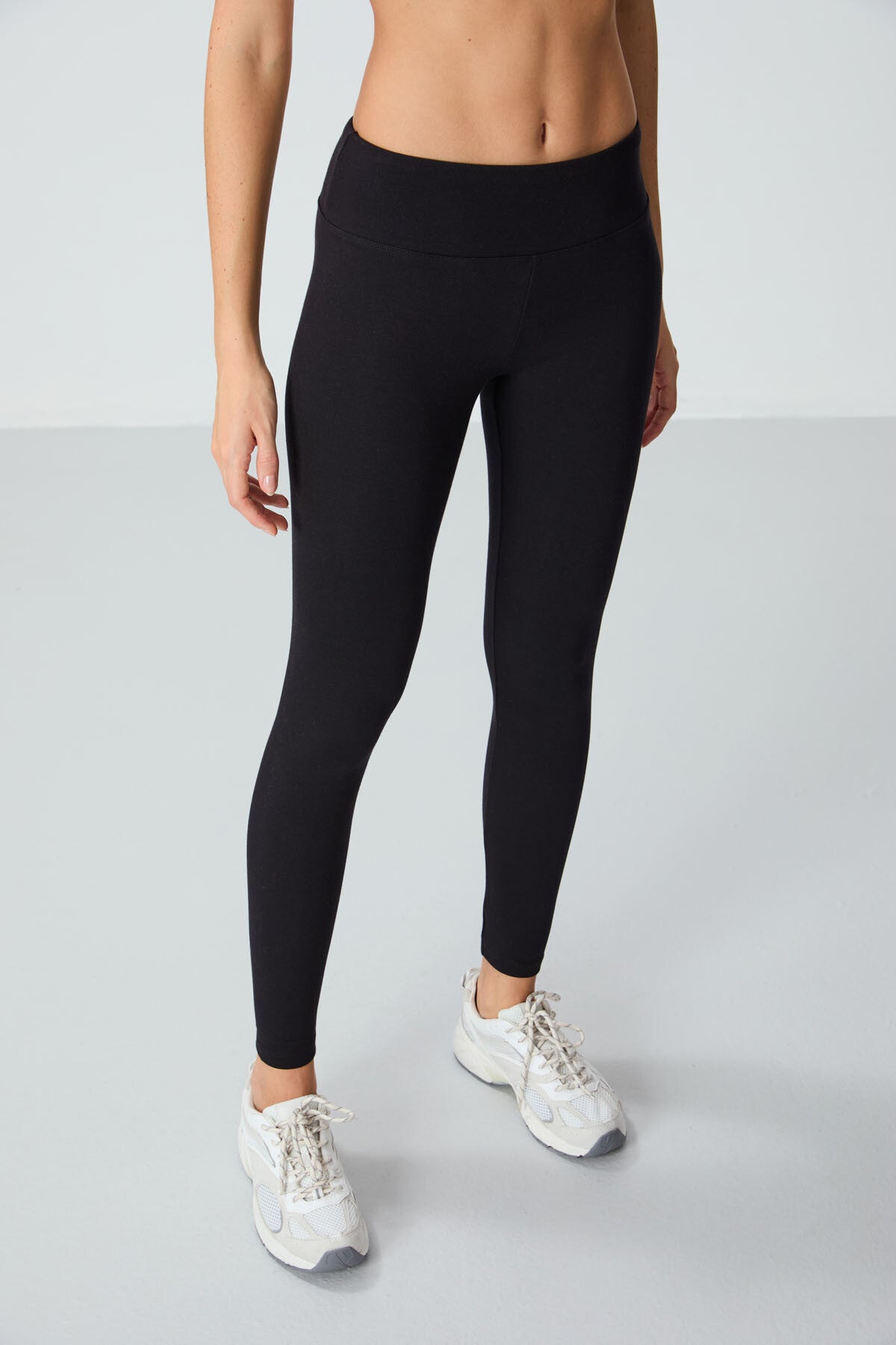 Siyah Yüksek Bel Termal Slim Fit Dar Paça Kadın Tayt - 94577