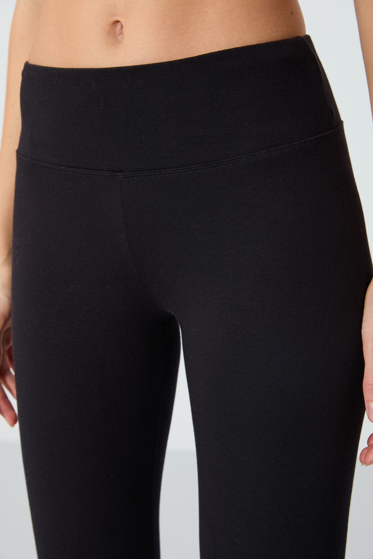 Siyah Yüksek Bel Termal Slim Fit Dar Paça Kadın Tayt - 94577