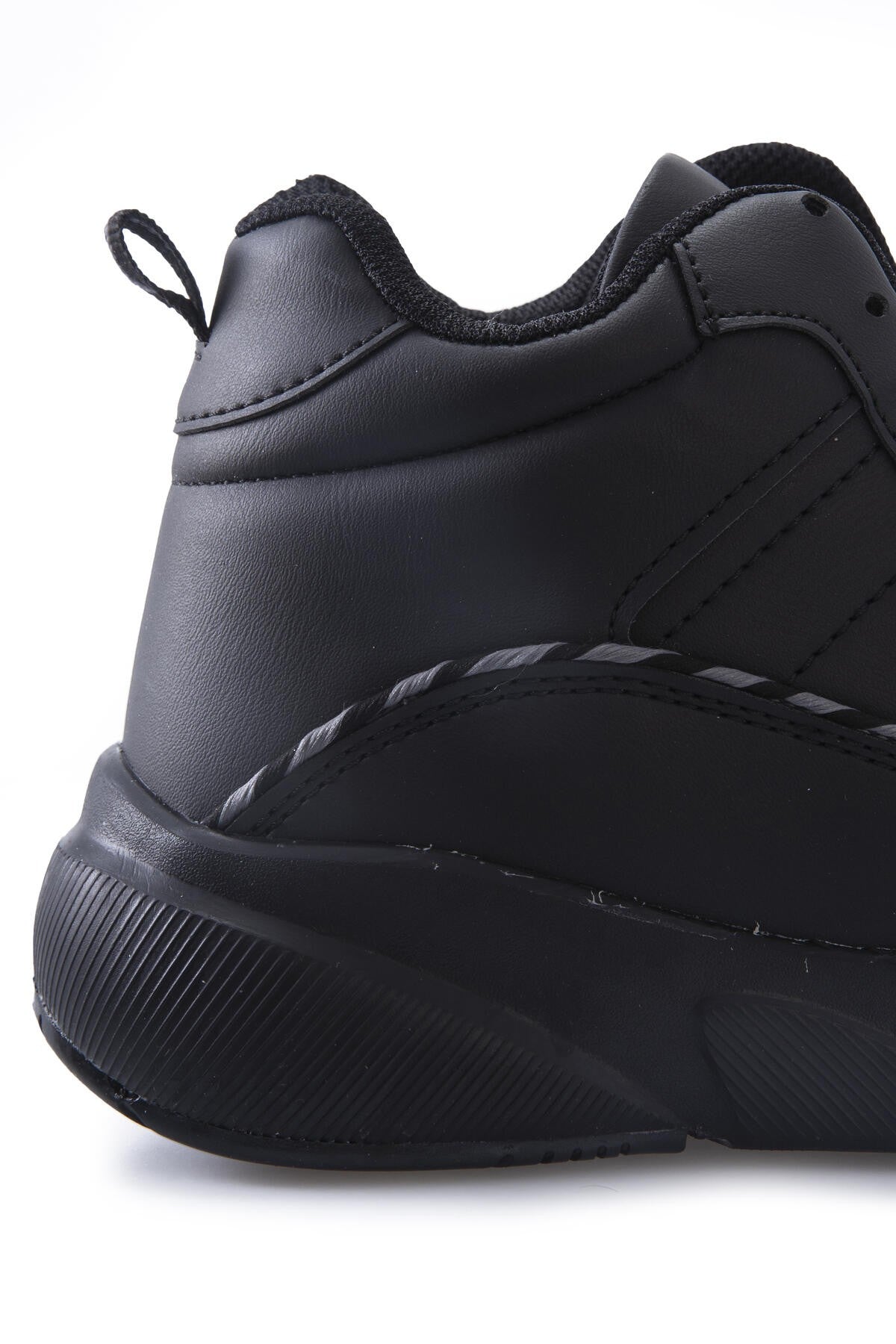 Siyah Yüksek Bilekli Şeritli Yüksek Taban Erkek Spor Ayakkabı - 89094