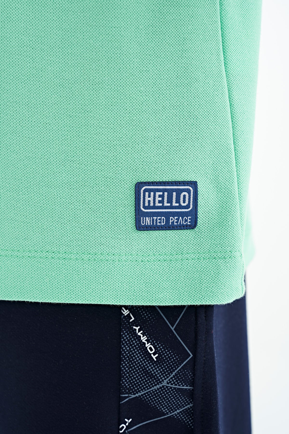 Su Yeşili Baskı Detaylı O Yaka Standart Kalıp Erkek Çocuk T-Shirt - 11145