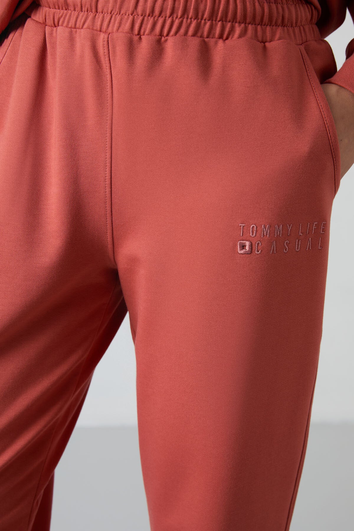 Tarçın Basic Pamuklu O Yaka Oversize Lastik Paça Kadın Eşofman Takım - 95287