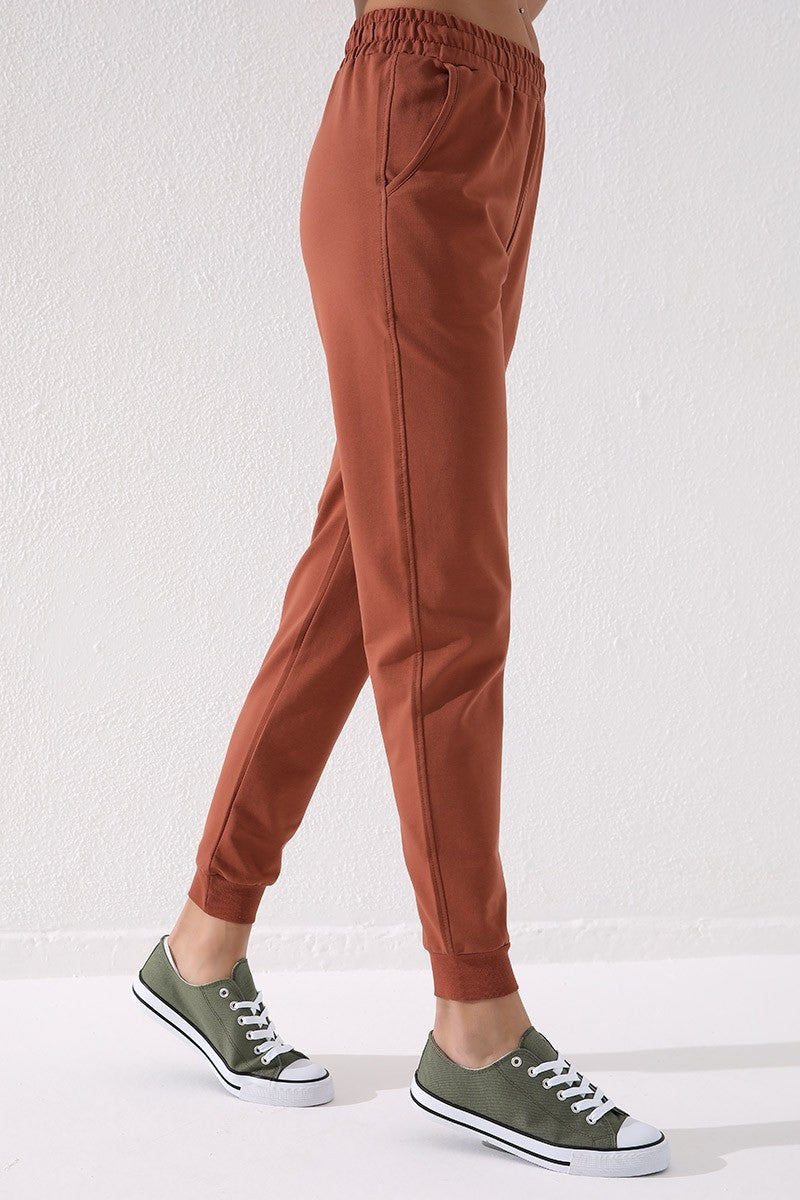 Tarçın Yüksek Bel Jogger Rahat Form Manşetli Kadın Eşofman Alt - 94561