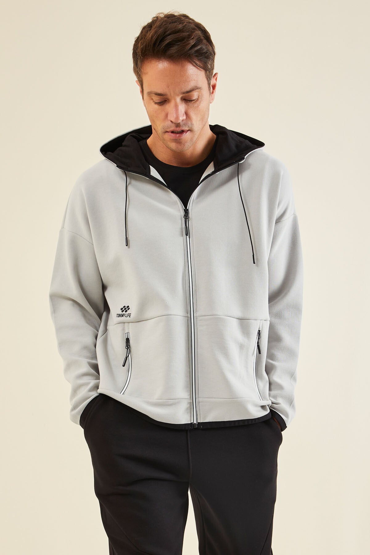 Taş Kapüşonlu Gizli Cep Detaylı Erkek Sweatshirt - 88288