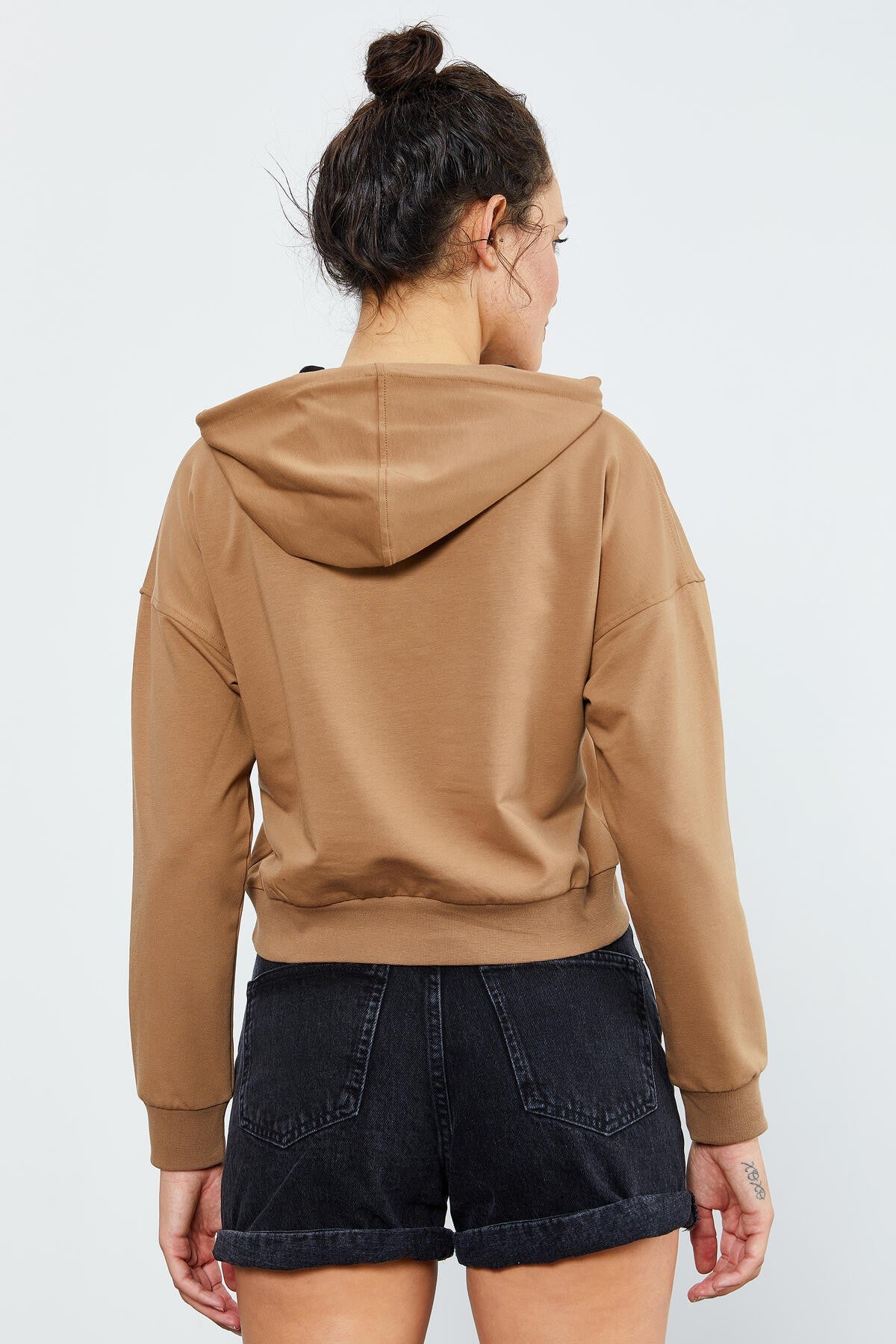 Toprak Uzun Kol Rahat Form Kapüşonlu Kadın Sweatshirt - 97115