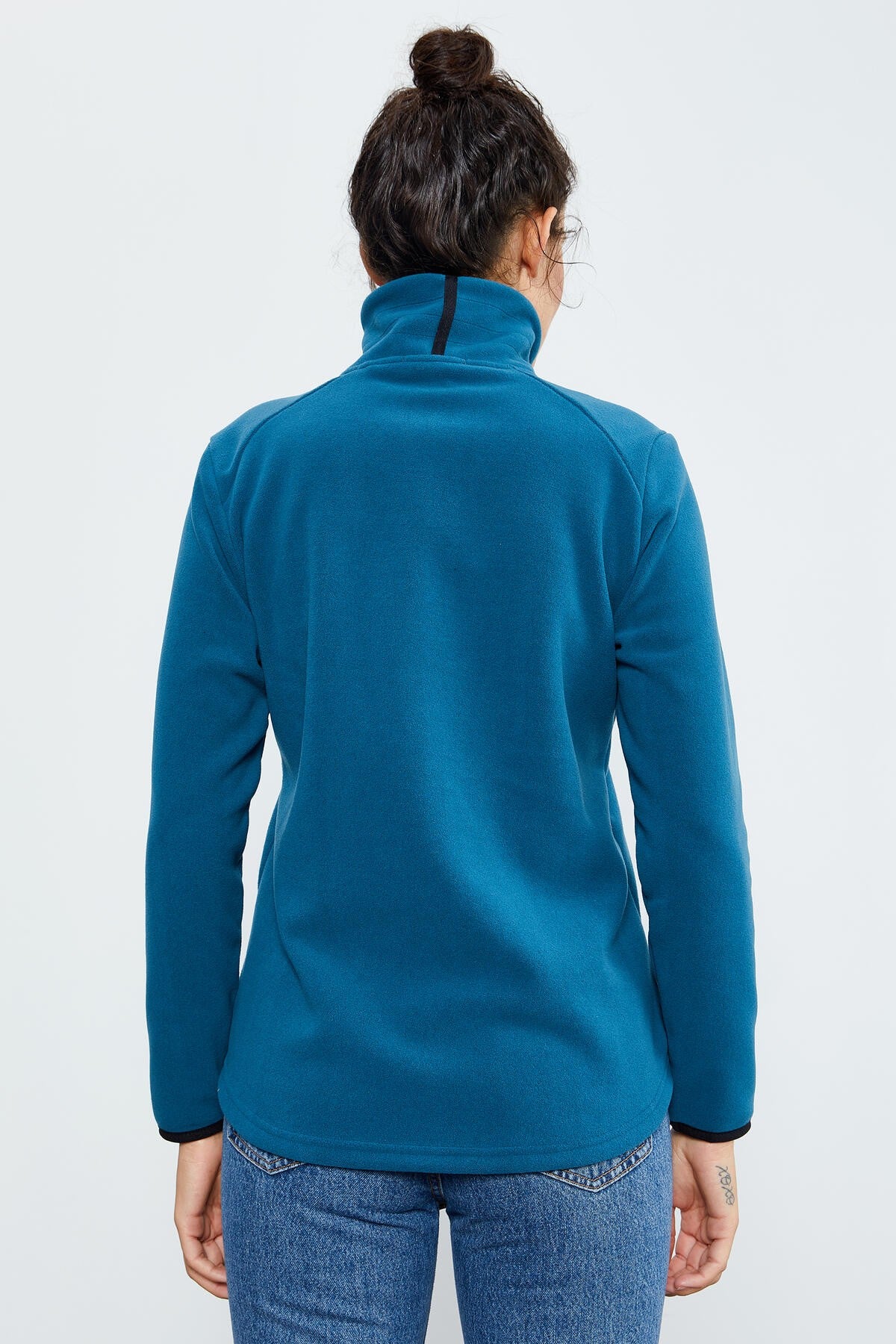 Zümrüt Dik Yaka Fermuarlı Rahat Form Kadın Polar Sweatshirt - 97173