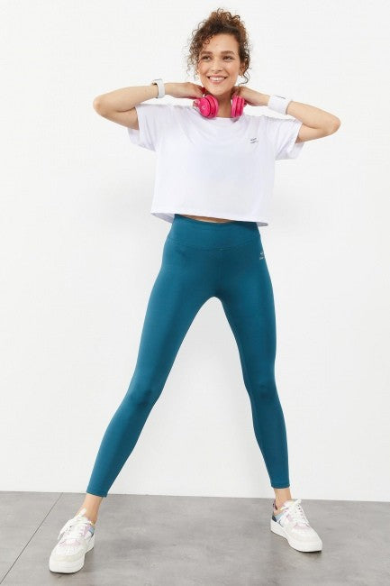 Zümrüt Yüksek Bel Streç Slim Fit Dar Paça Kadın Tayt - 94545