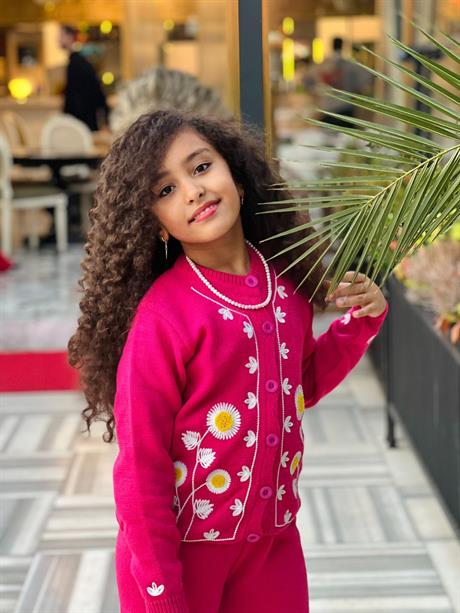 Papatya Nakışlı Triko İkili Takım Pembe 10 Yaş