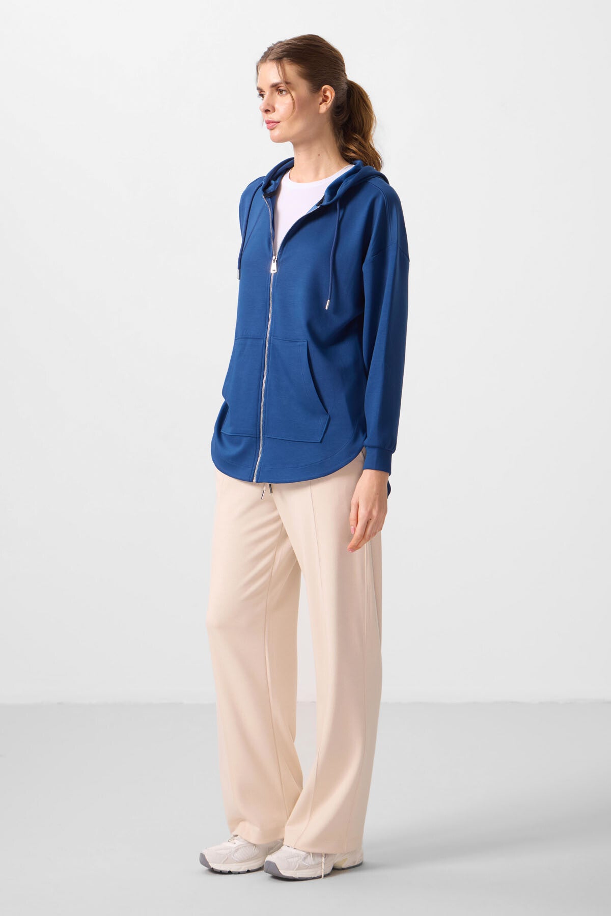 Parlament Yumuşak Dokulu Kapüşonlu Oversize Kadın Tunik Sweatshirt - 97302