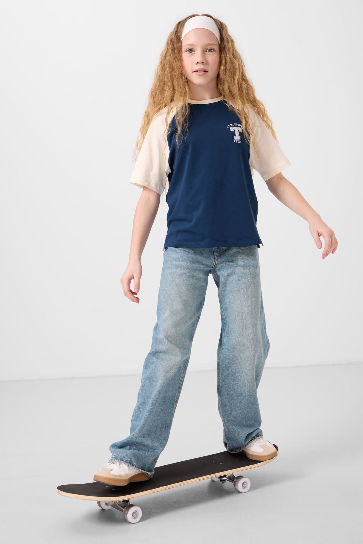 Parlament O Yaka Pamuklu Baskılı Oversize Fit Kız Çocuk T-Shirt - 75179