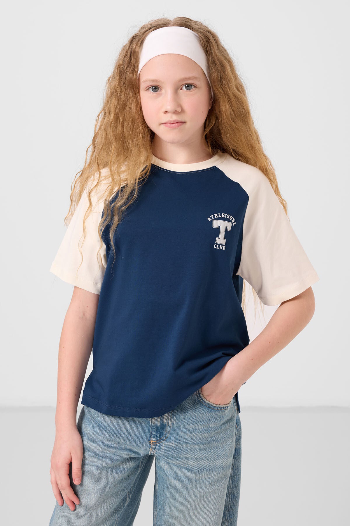 Parlament O Yaka Pamuklu Baskılı Oversize Fit Kız Çocuk T-Shirt - 75179