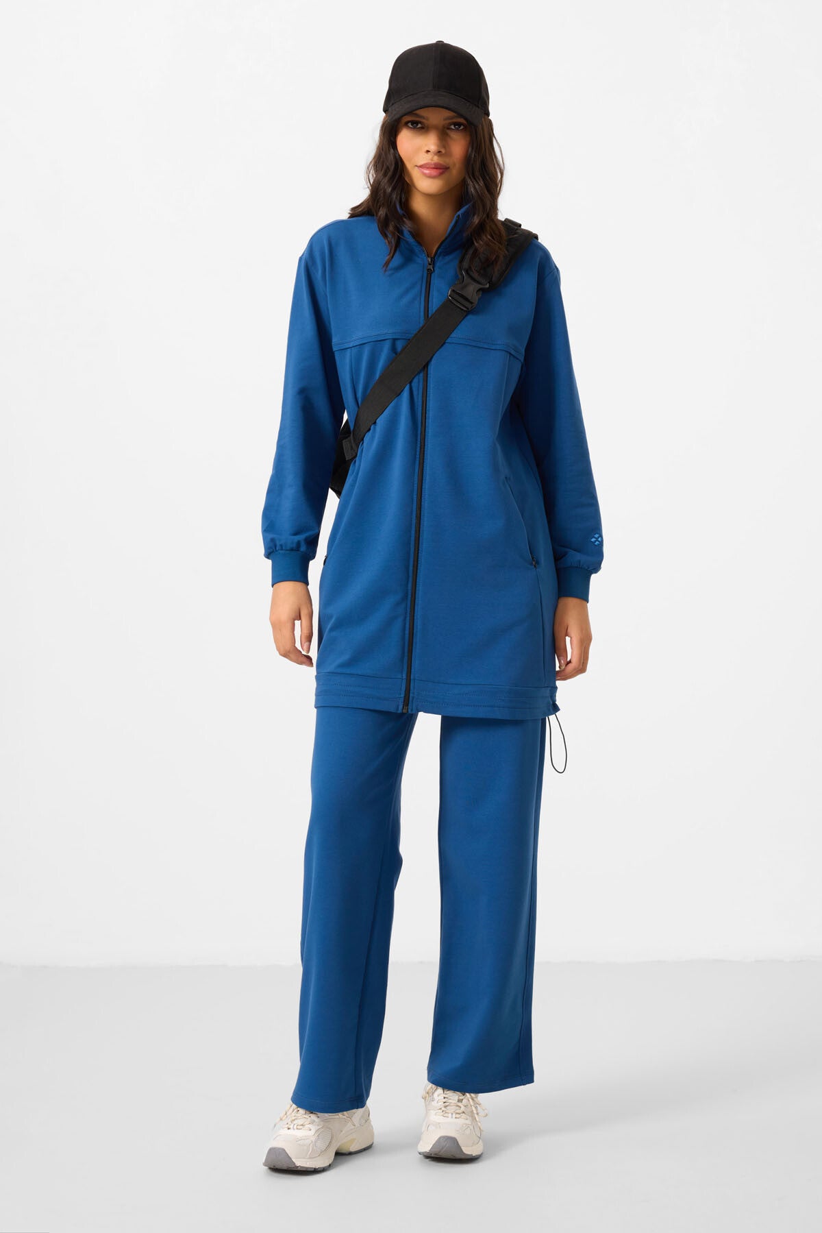 Parlament Dik Yaka Fermuarlı Pamuklu Kadın Eşofman Tunik Takım - 95346