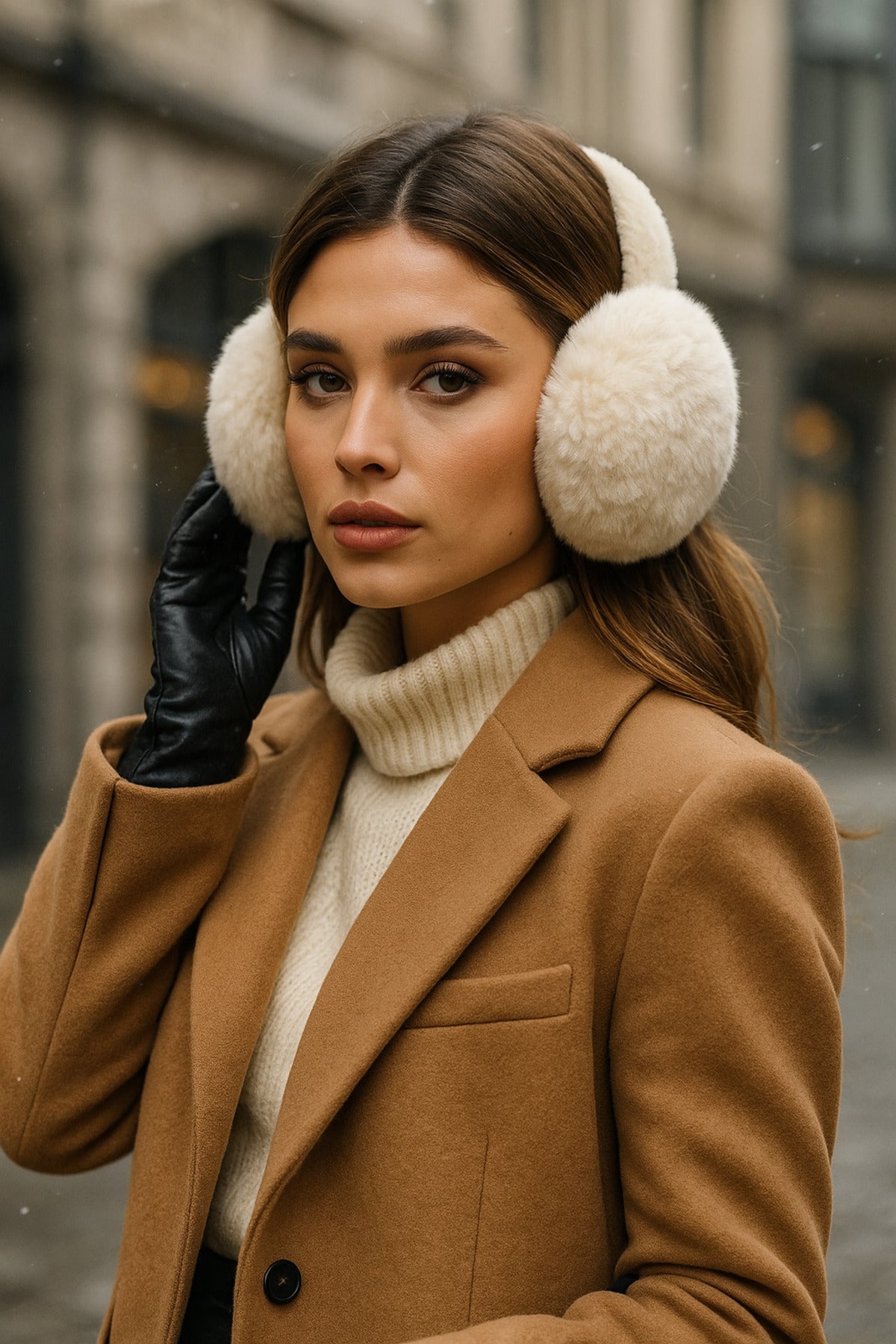 Bej İthal Katlanabilir Peluş Kulaklık KLK01