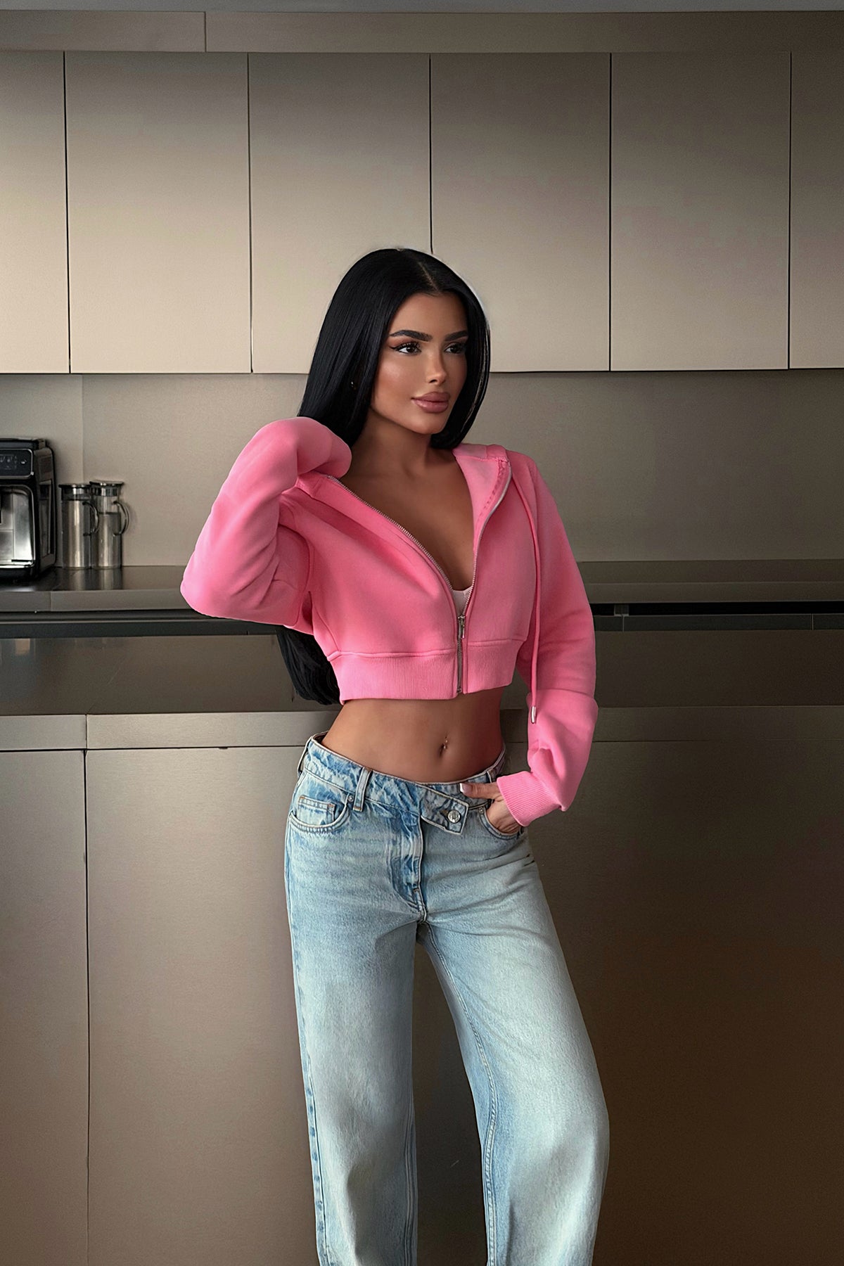 Pembe Caiden Crop Hırka ATE-4857