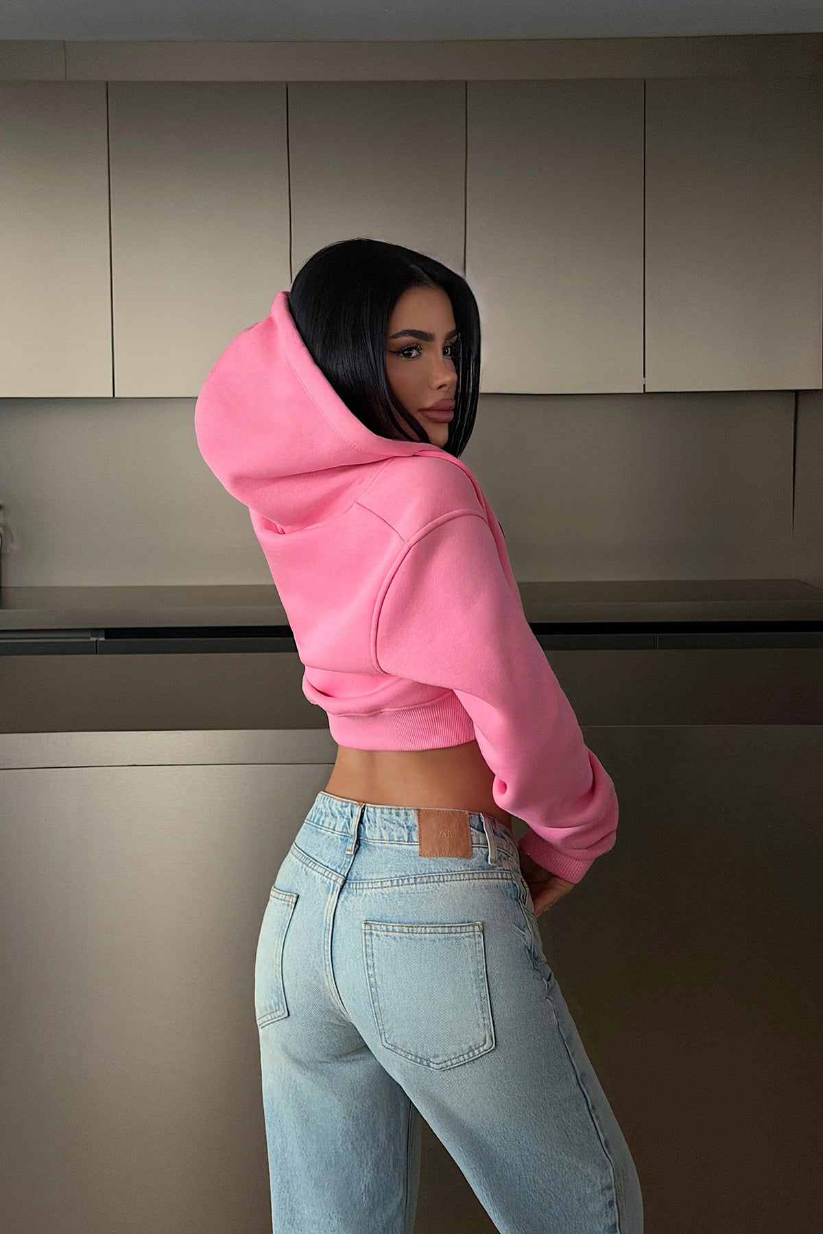 Pembe Caiden Crop Hırka ATE-4857
