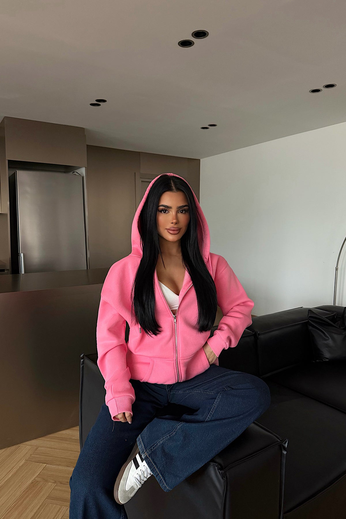 Pembe Medias Kapüşonlu Hırka ATE-4862