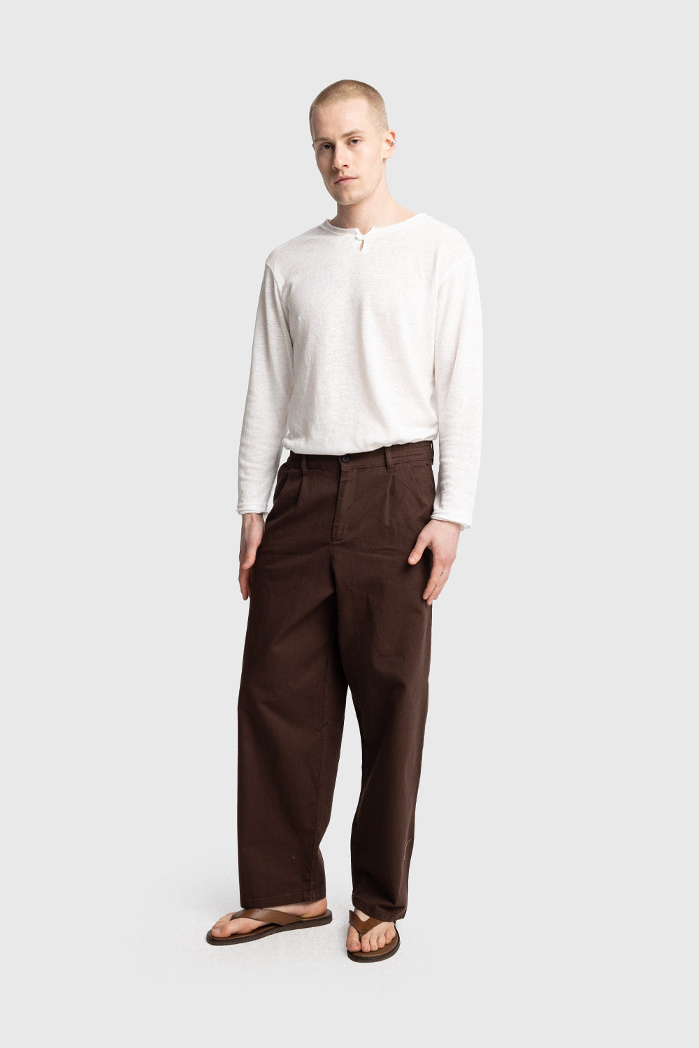 PİLİLİ GABARDIN PANTOLON - KAHVERENGİ S