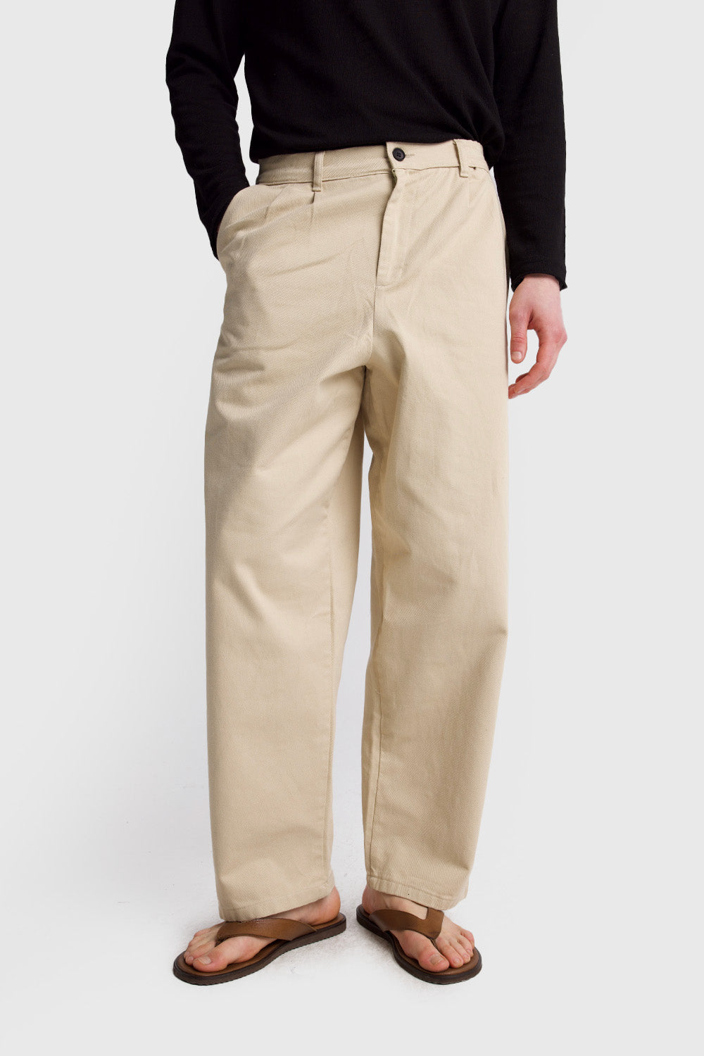 PİLİLİ GABARDIN PANTOLON - BEJ S