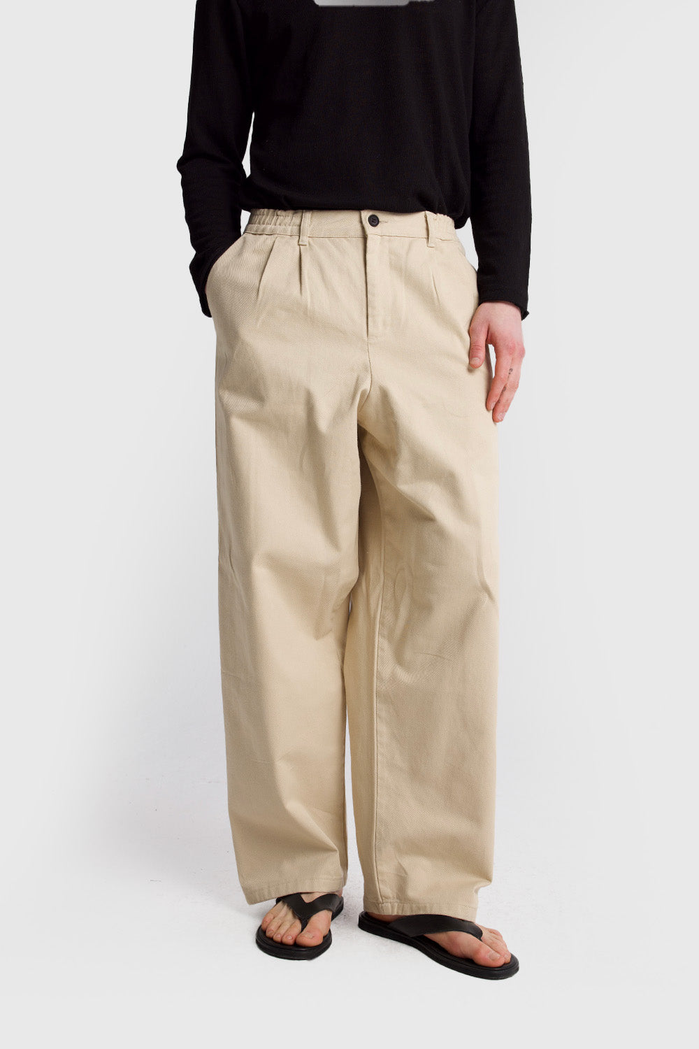 PİLİLİ GABARDIN PANTOLON - BEJ L