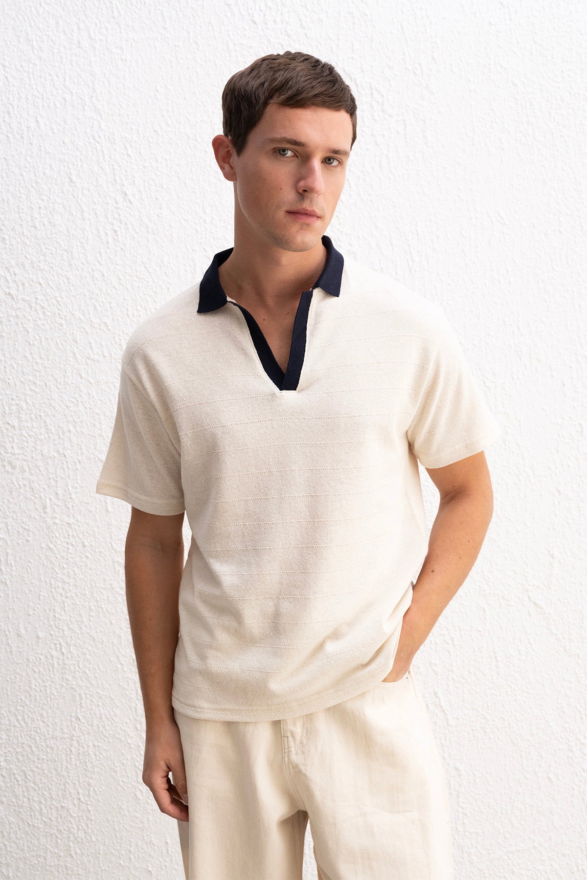 POLO YAKA BEJ T-SHIRT