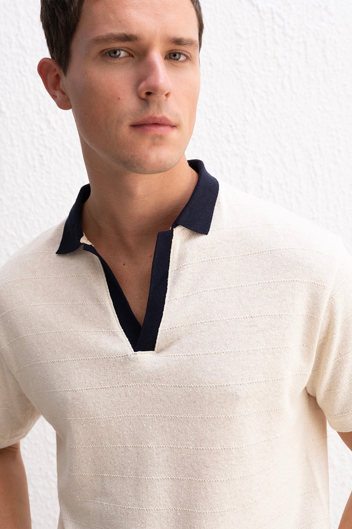 POLO YAKA BEJ T-SHIRT - BEJ M