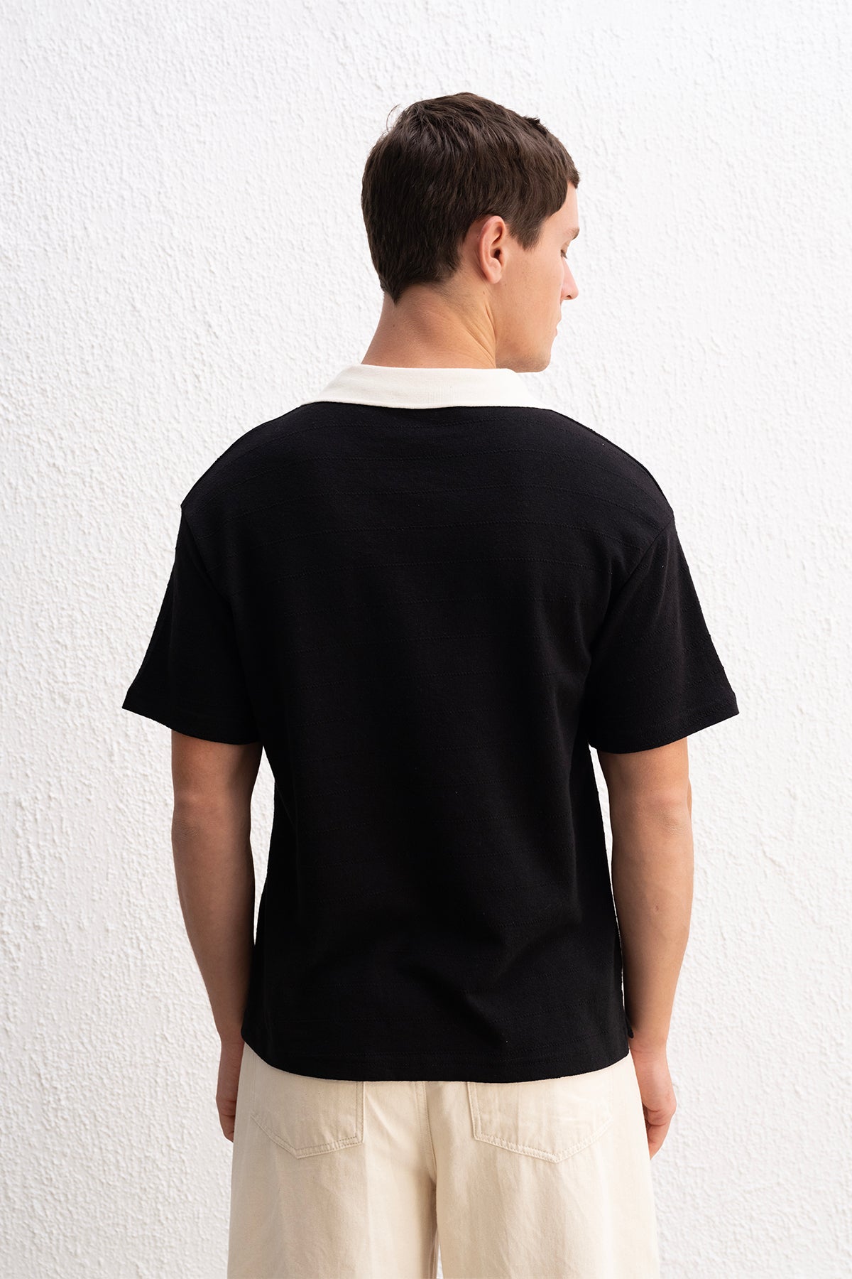 POLO YAKA SİYAH T-SHIRT - SİYAH M