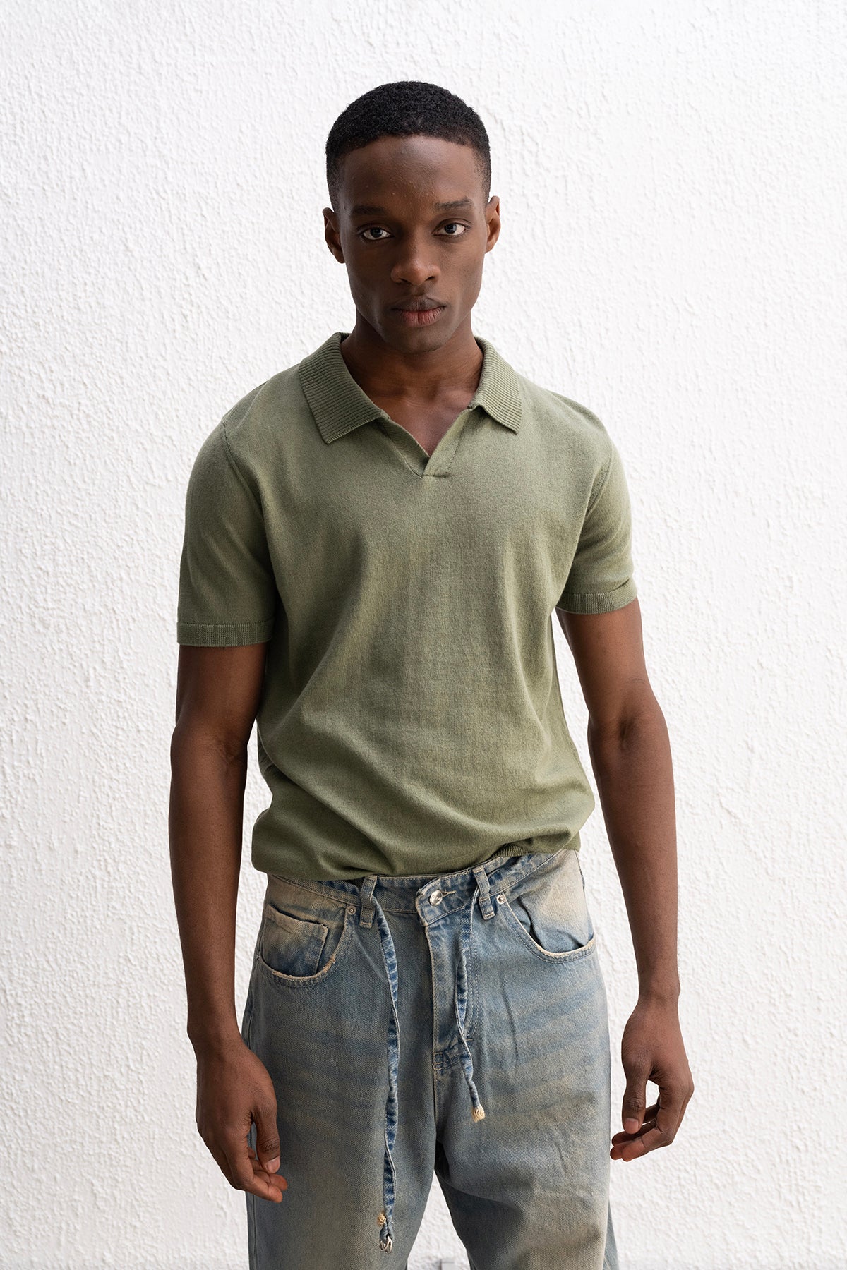 POLO YAKA TRİKO HAKİ T-SHIRT