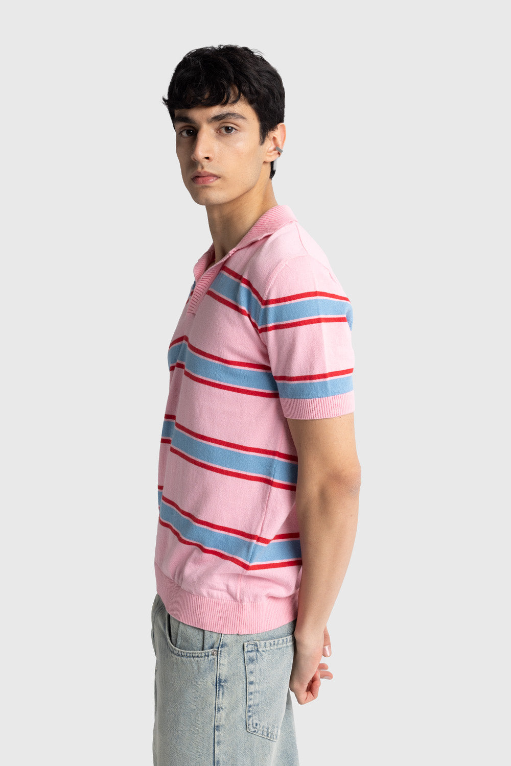 POLO YAKA TRIKO T-SHIRT - PEMBE S