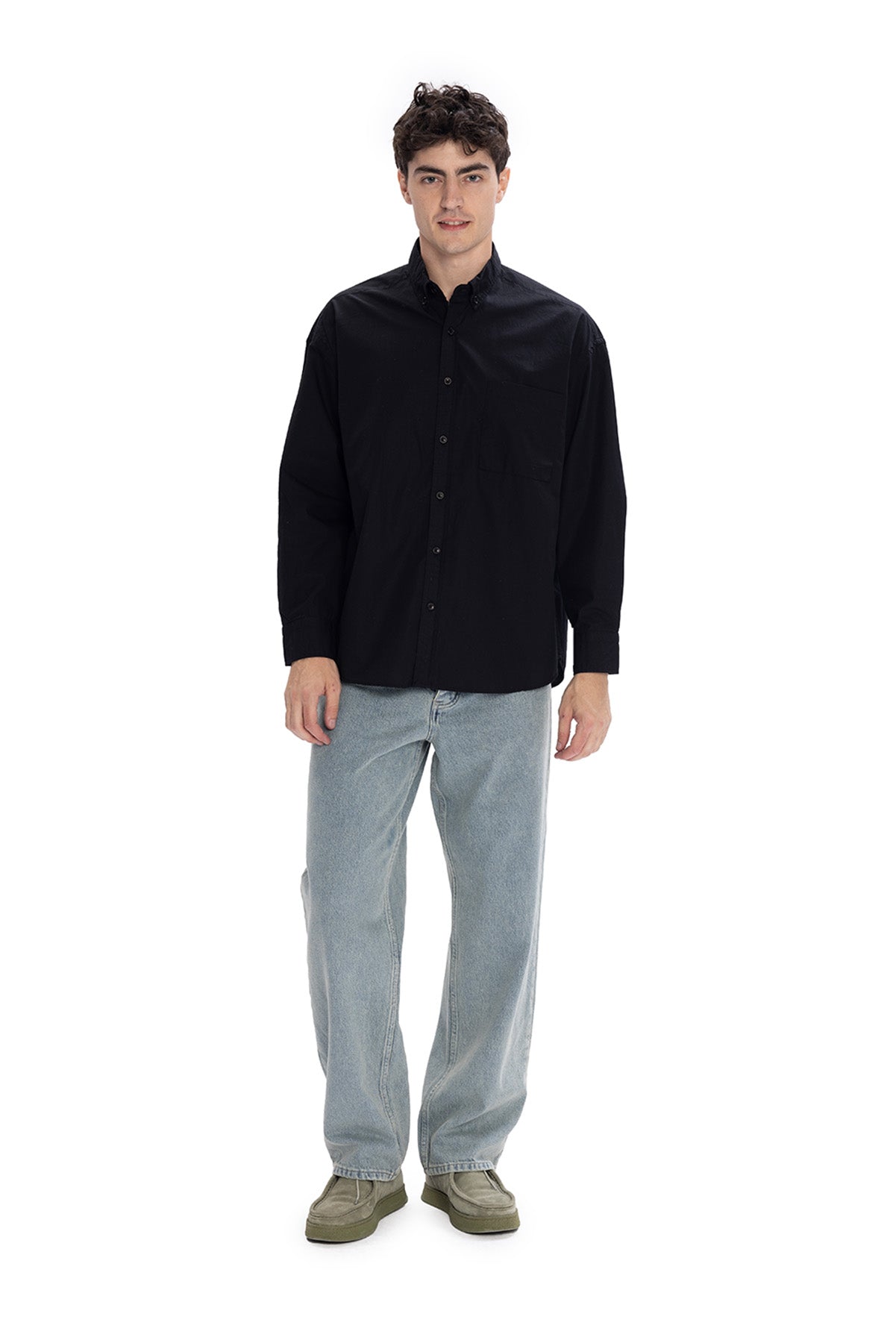 POPLİN GÖMLEK - SİYAH - SİYAH S