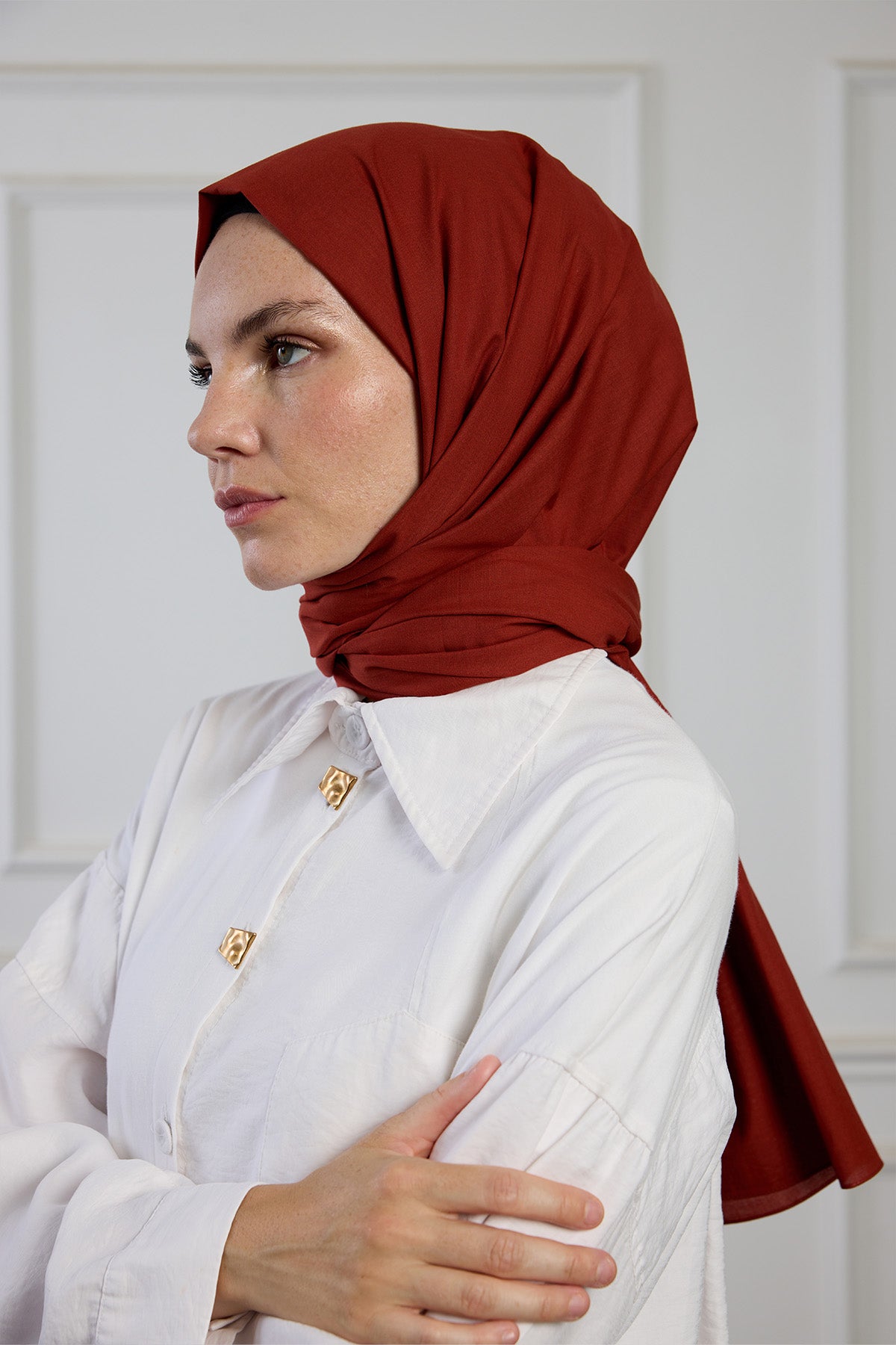 Pure Pamuk Şal - Kiremit